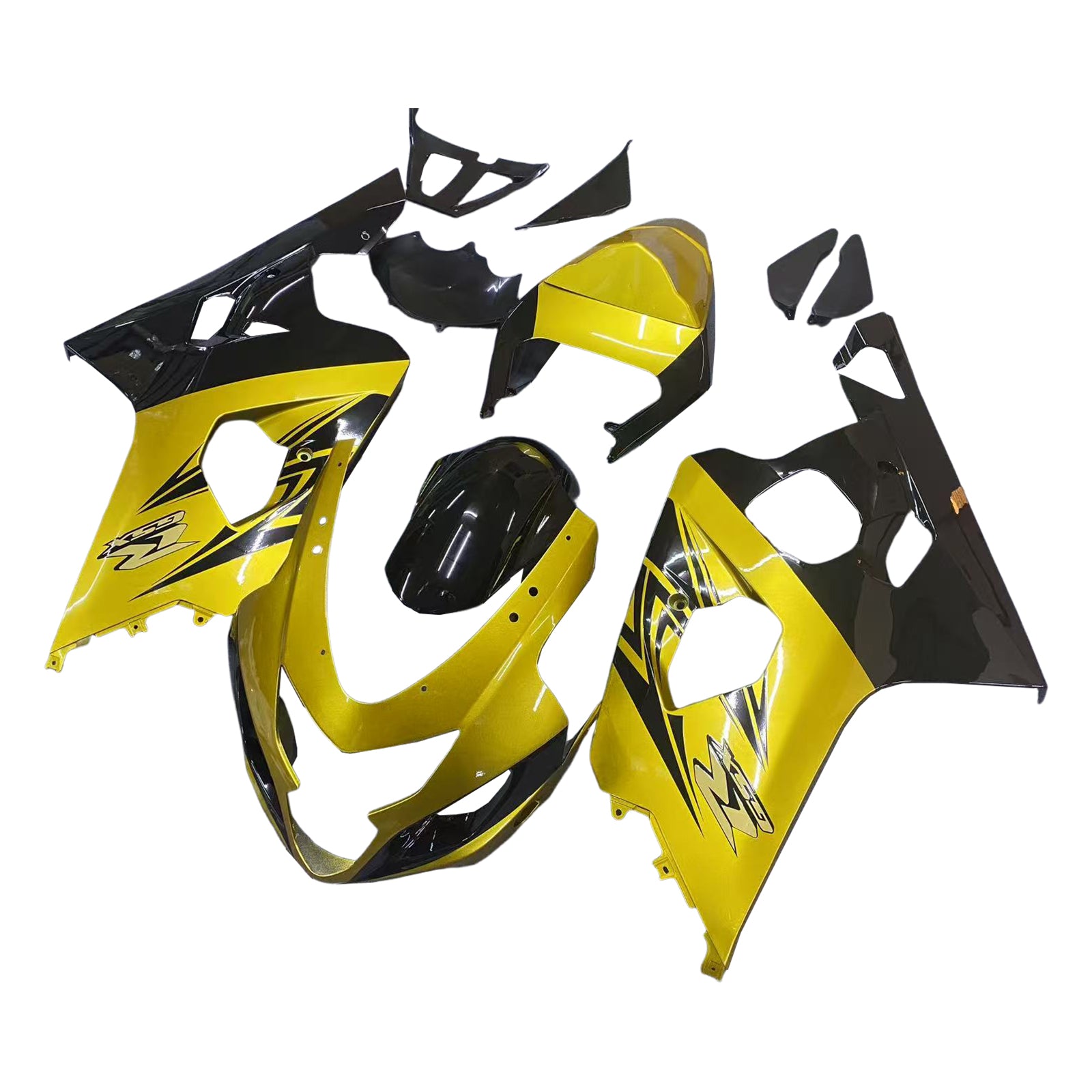 Amotopart 2004–2005 K4 GSXR 600/750 Suzuki Gold&Schwarzes Verkleidungsset