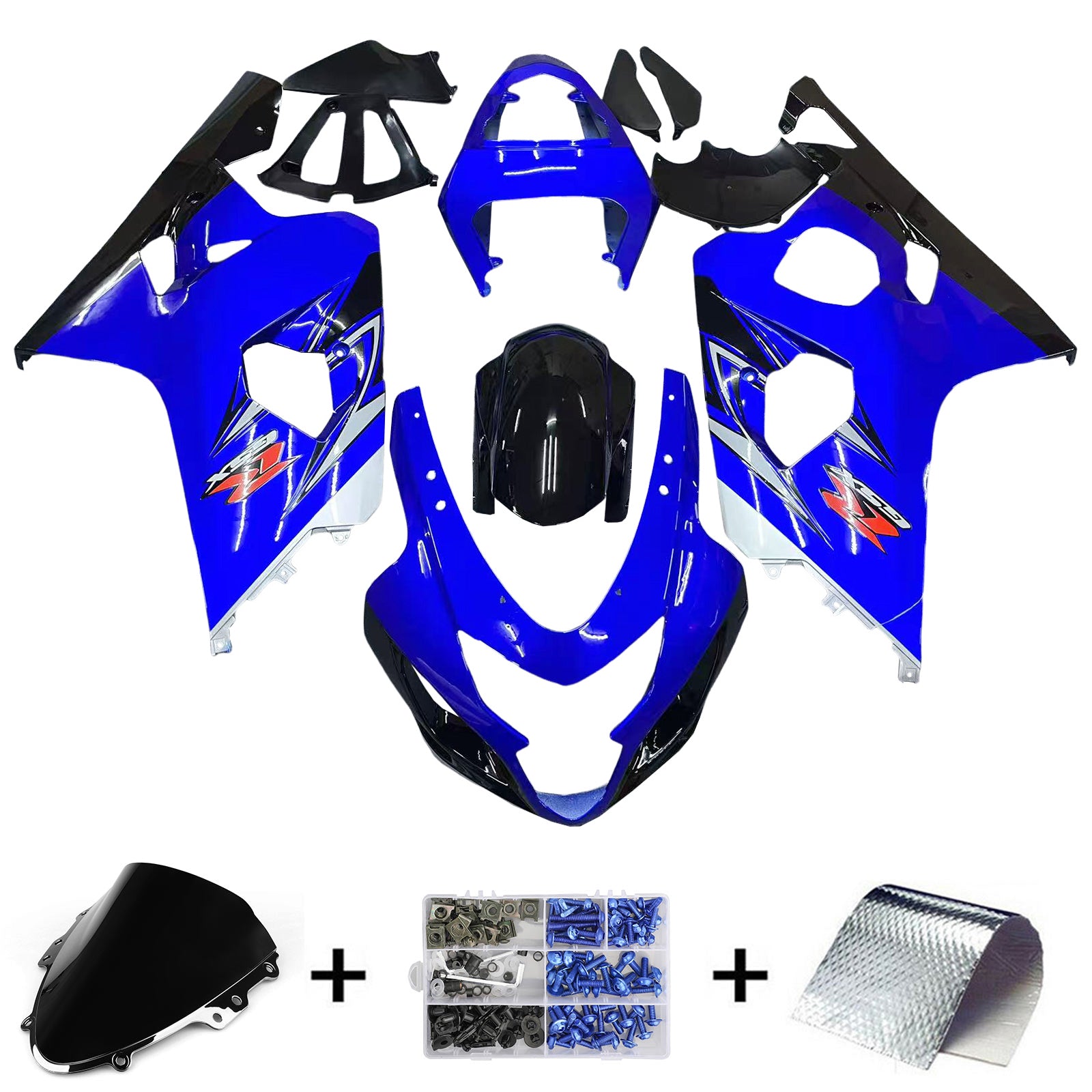 Amotopart 2004-2005 K4 GSXR 600/750 Suzuki Blue & Black Style 5 Fairing Kit
