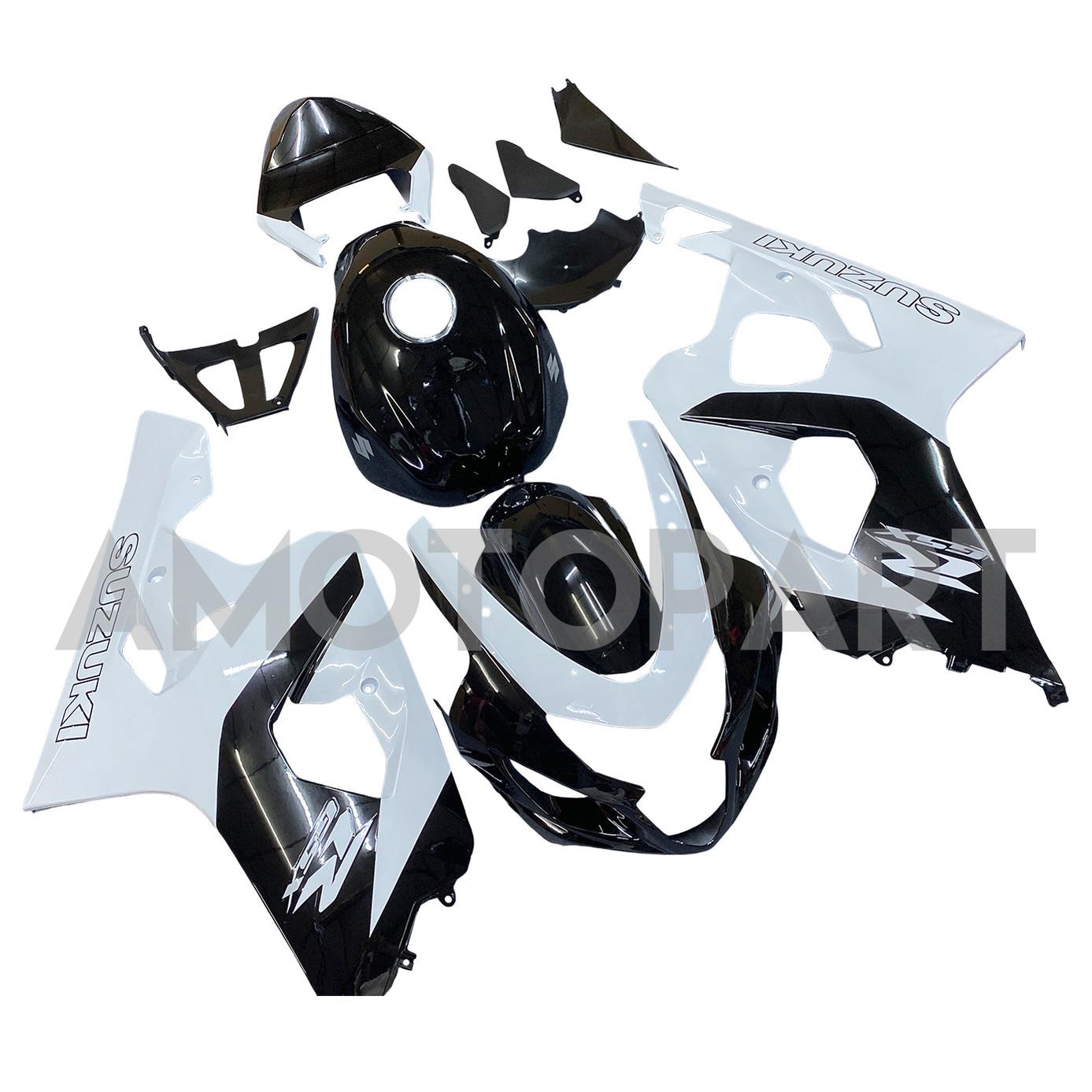 Amotopart 2004-2005 K4 GSXR 600/750 Suzuki White & Black Style 1 Koopkit