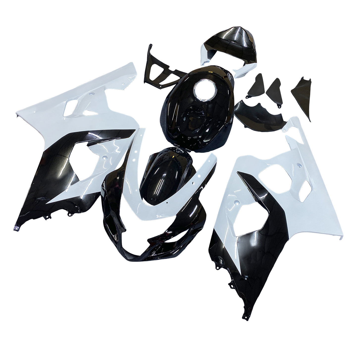 Amotopart 2004-2005 K4 GSXR 600/750 スズキ ホワイト & ブラック スタイル 1 フェアリングキット