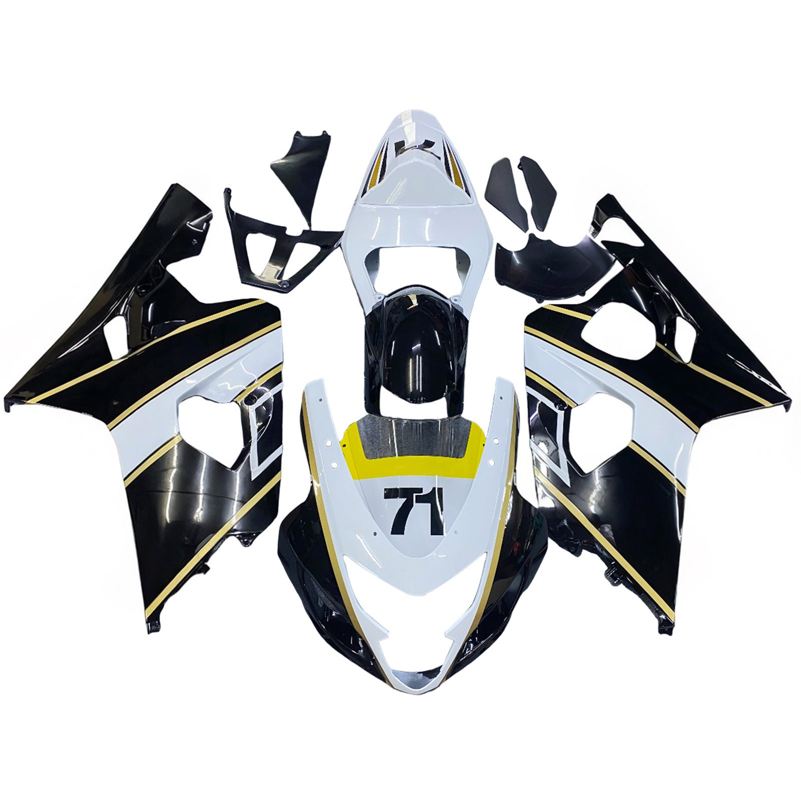 Amotopart 2004-2005 K4 GSXR 600/750 Suzuki Blanc&Kit de carénage Black Style2