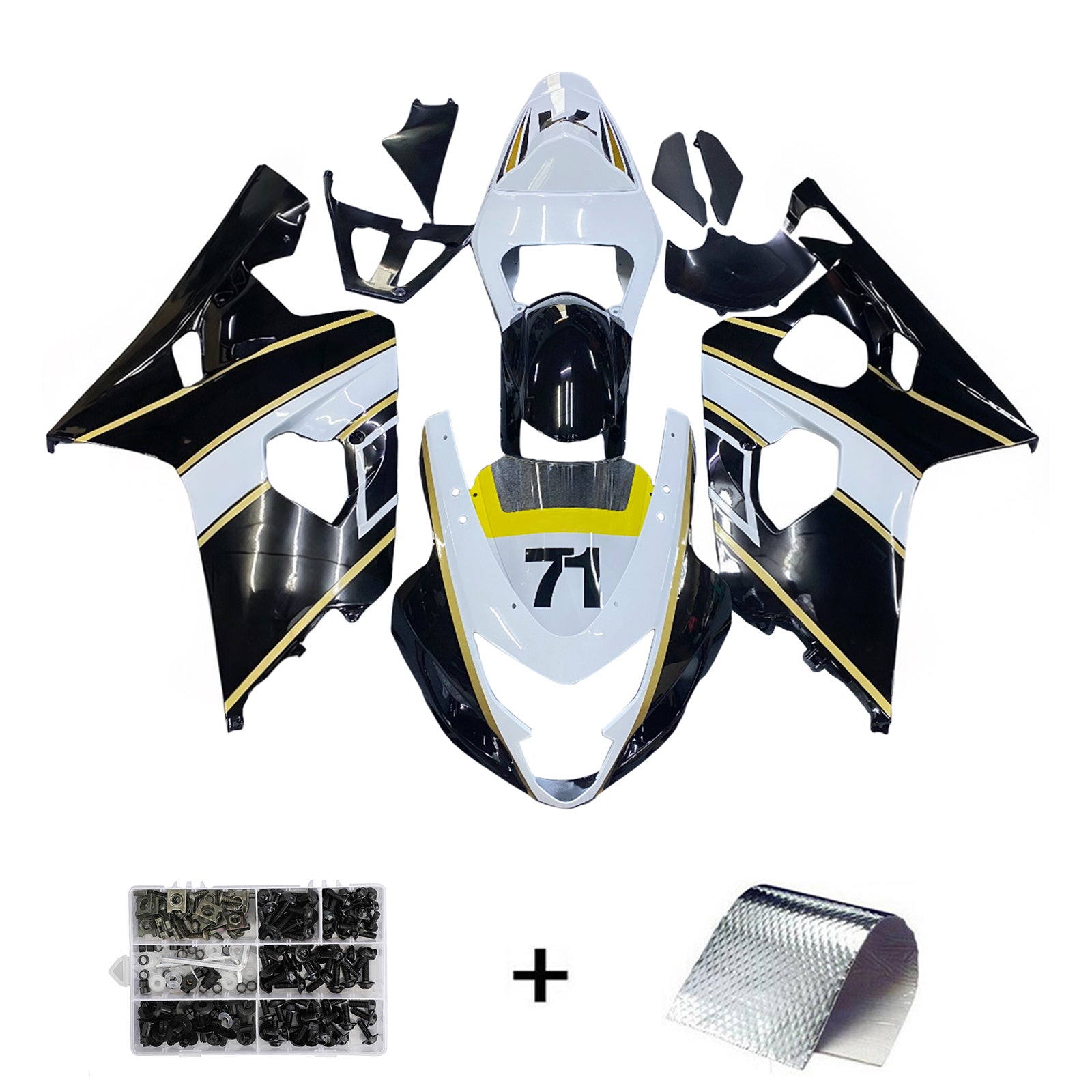 Amotopart 2004-2005 K4 GSXR 600/750 Suzuki White&Black Style2 Fairing Kit