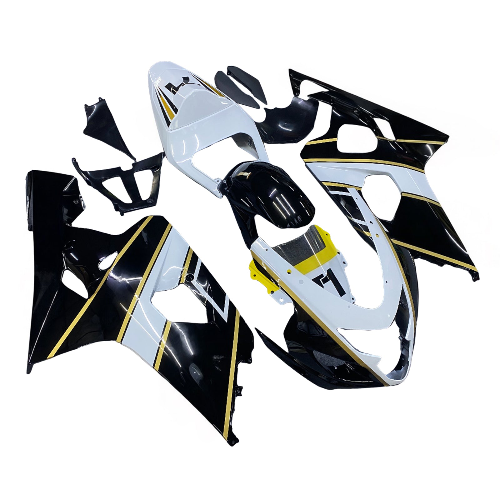 Amotopart 2004-2005 K4 GSXR 600/750 Suzuki Blanc&Kit de carénage Black Style2