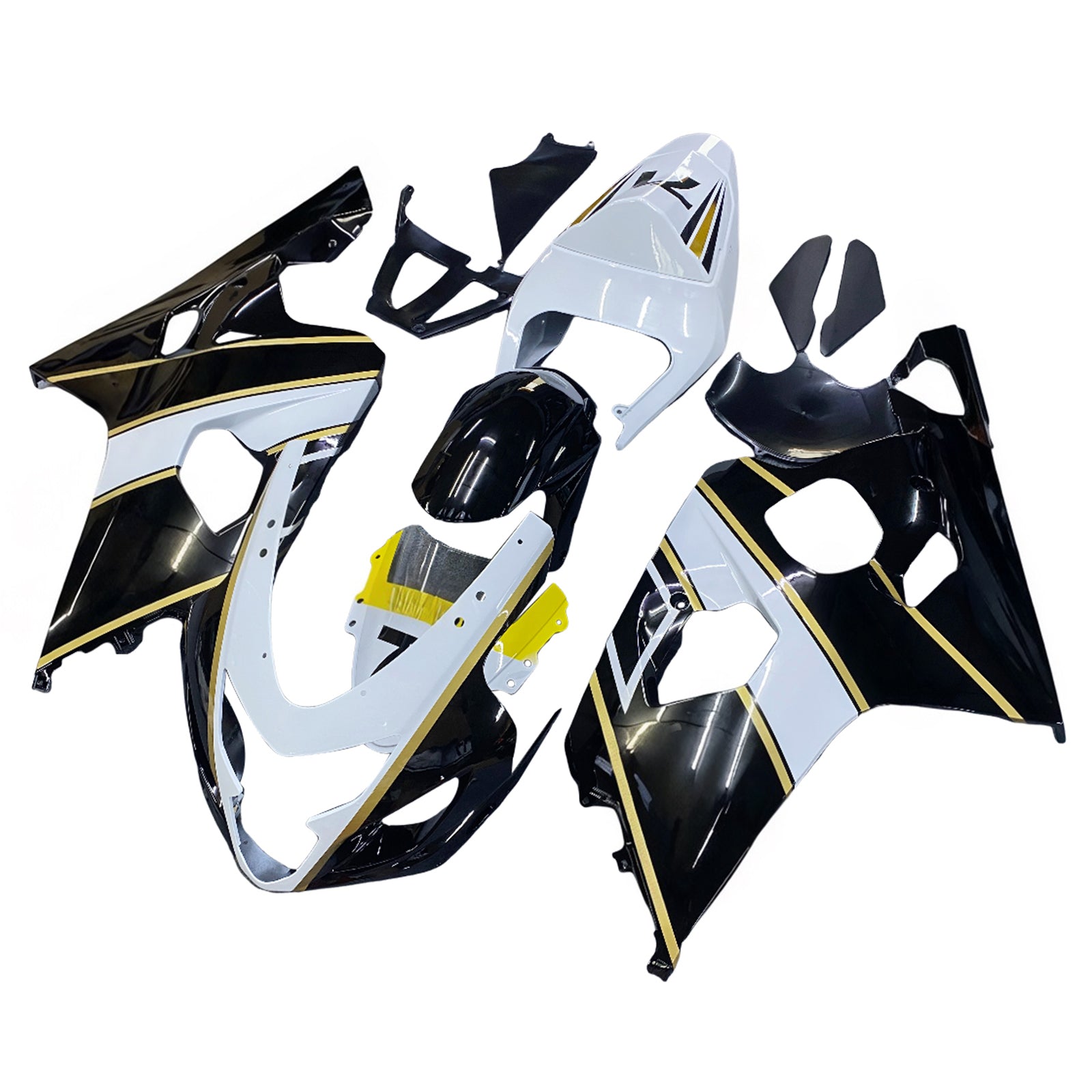Amotopart 2004-2005 K4 GSXR 600/750 Suzuki Blanc&Kit de carénage Black Style2