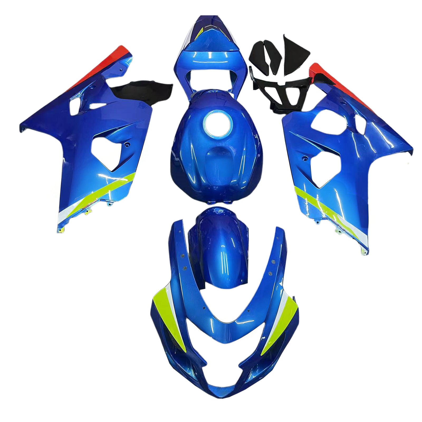 Amotopart 2004-2005 K4 GSXR 600/750 Suzuki Blue&Neon Yellow Accents Fairing Kit