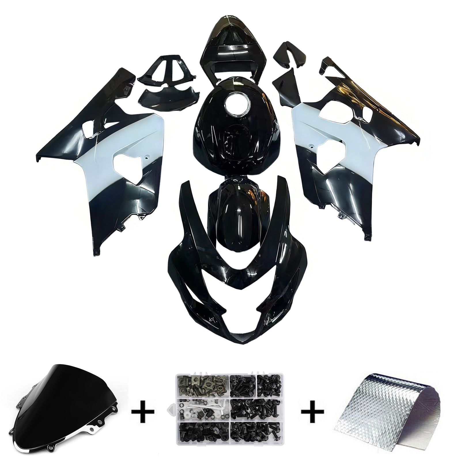 Amotopart 2004-2005 K4 GSXR 600/750 Suzuki White&Black Style3 Fairing Kit