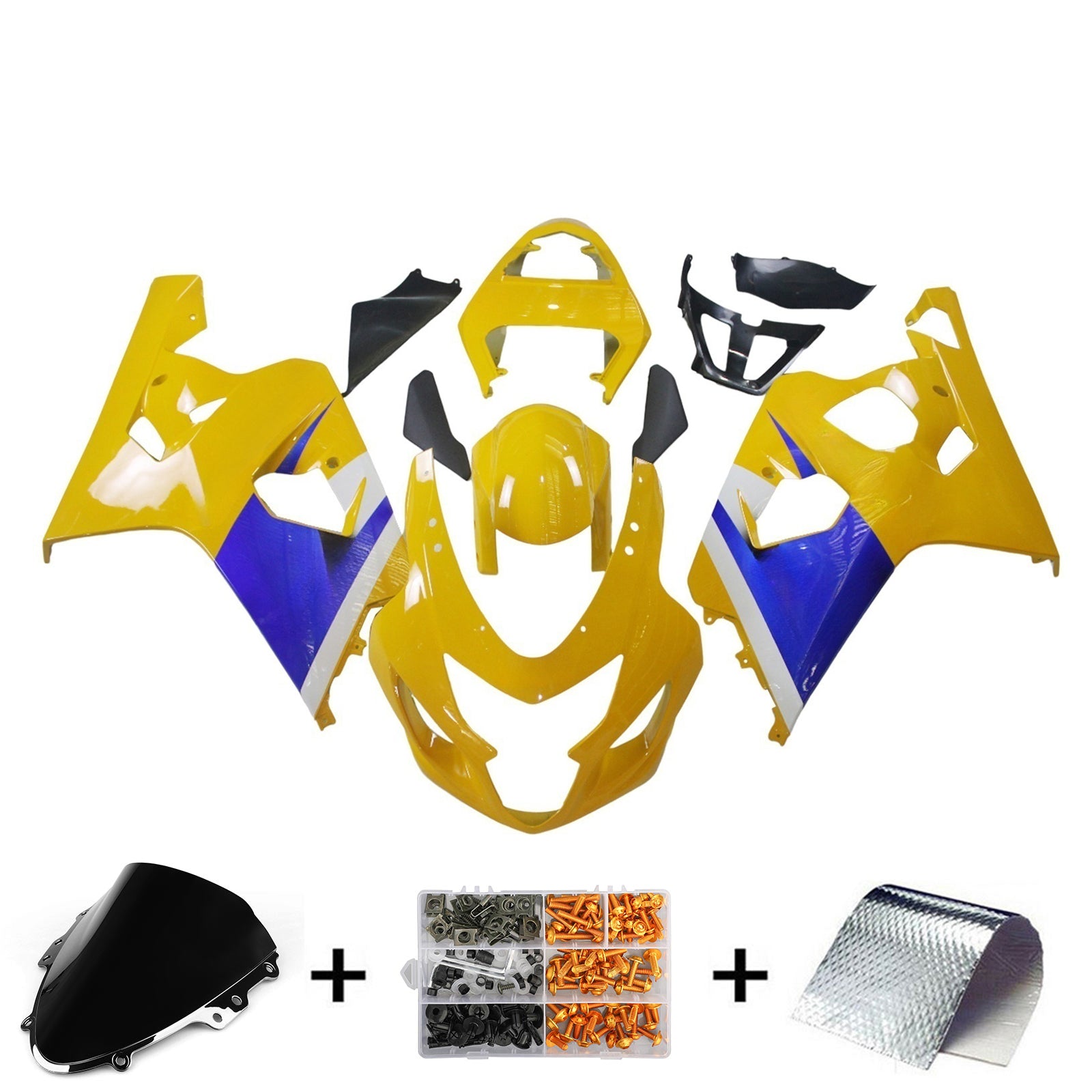 Amotopart 2004-2005 K4 GSXR 600/750 Suzuki Yellow&Blue Style2 Fairing Kit