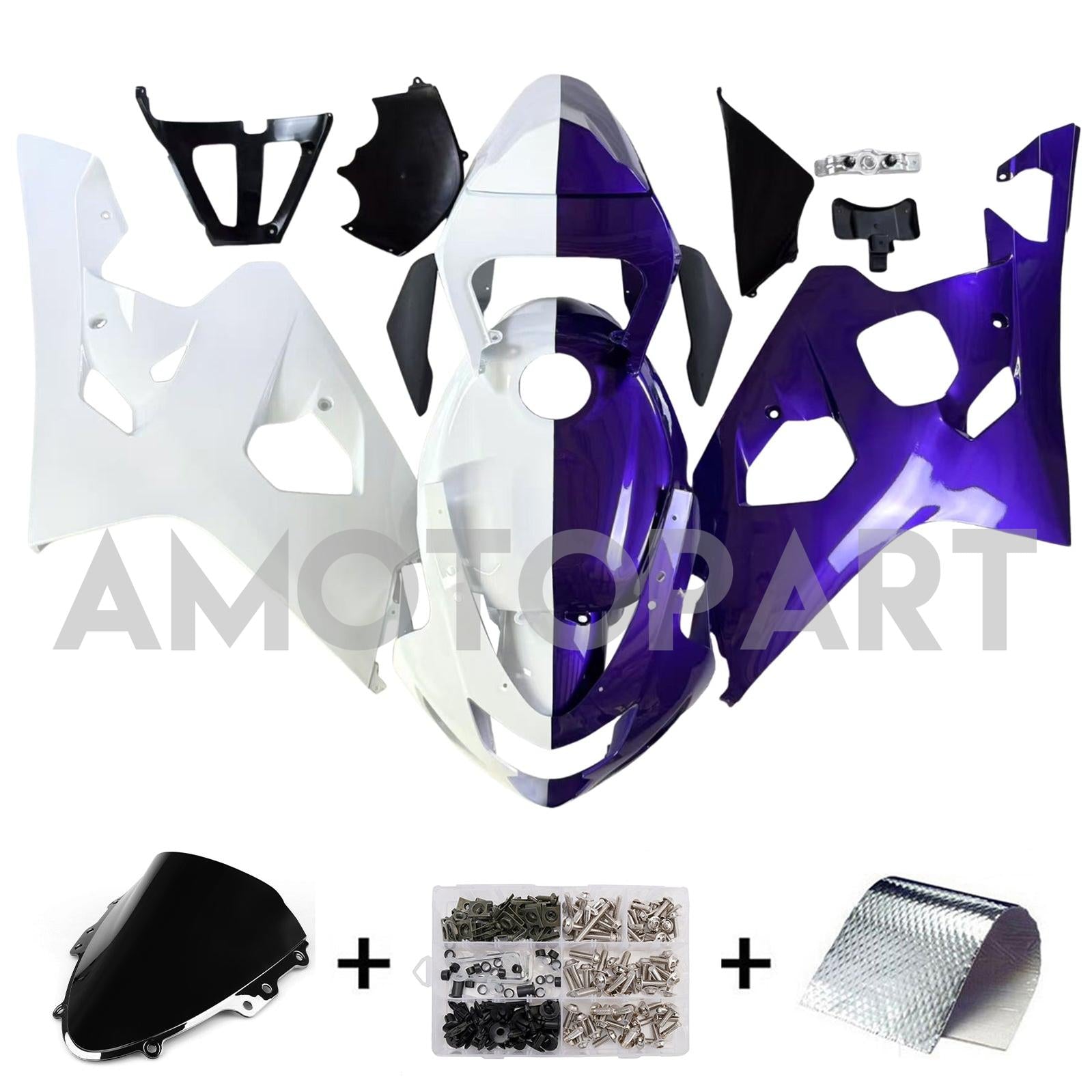 Amotopart 2004-2005 Suzuki GSXR 600/750 White Purple Fairing Kit
