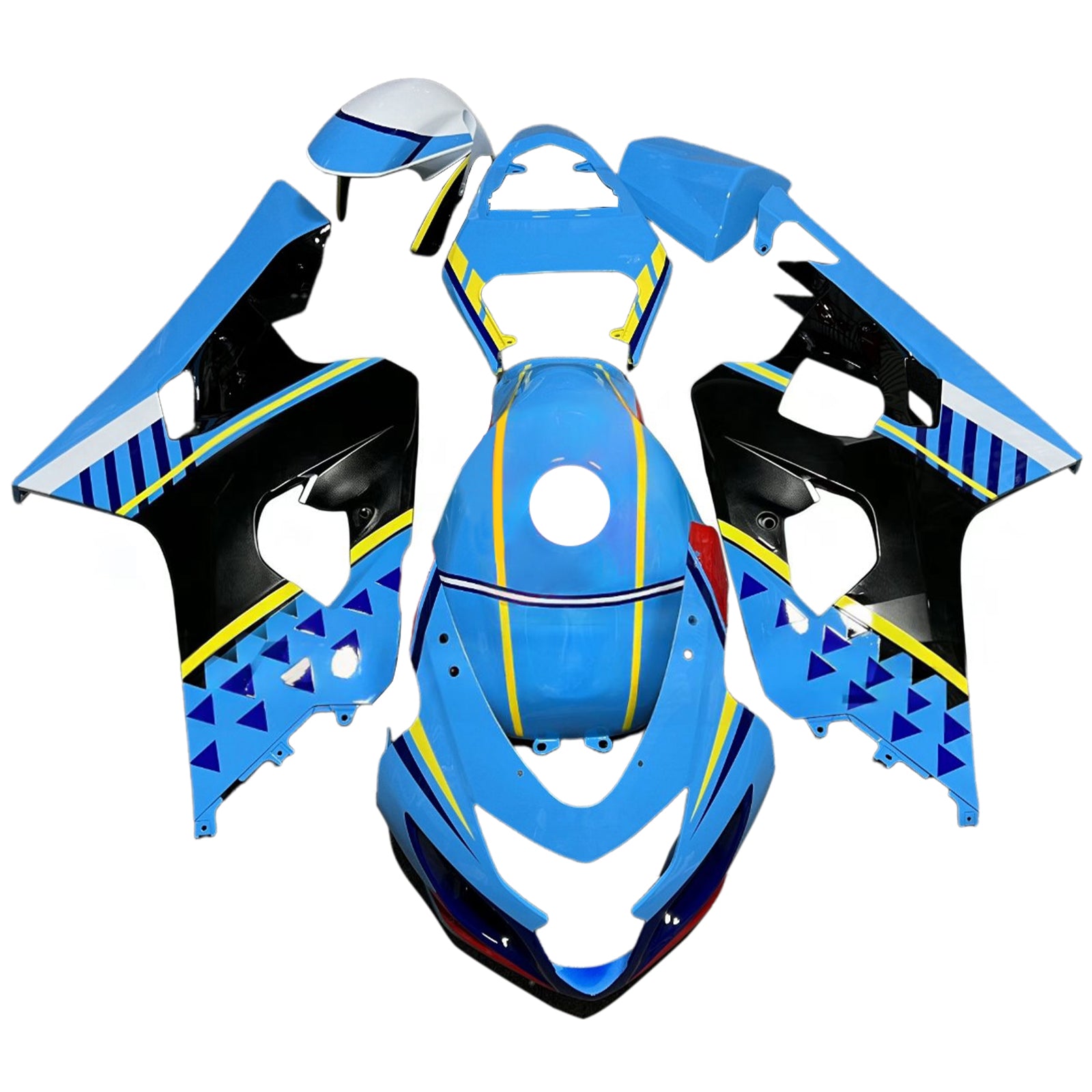 Amotopart 2004-2005 Suzuki GSXR 600/750 Light Blue Black Fairing Kit