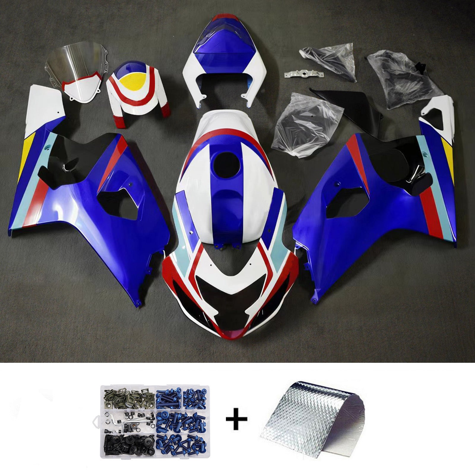 Amotopart 2004-2005 Suzuki GSXR 600/750 Blue White Red Fairing Kit