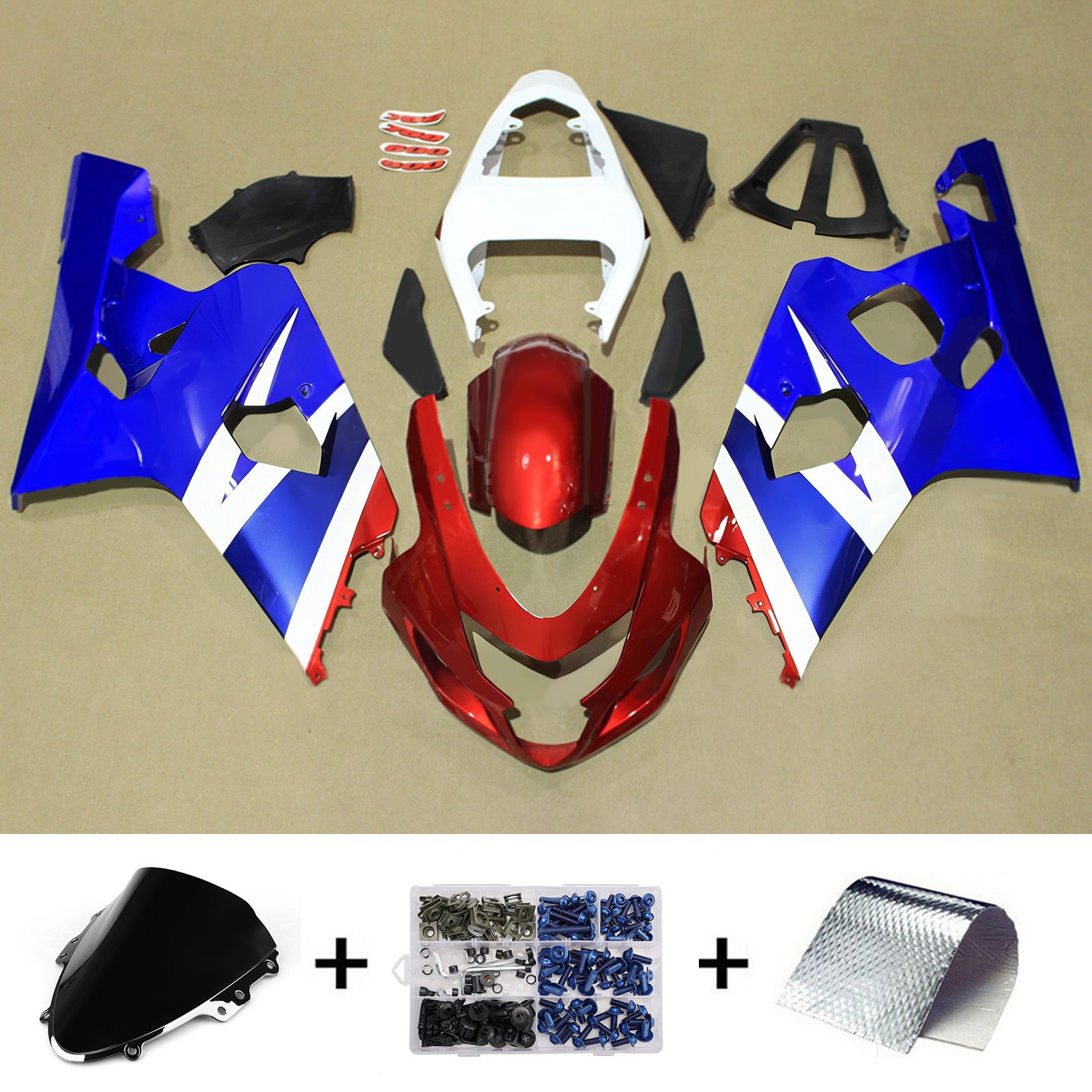 Amotopart 2004-2005 Suzuki GSXR 600/750 Red Blue White Fairing Kit