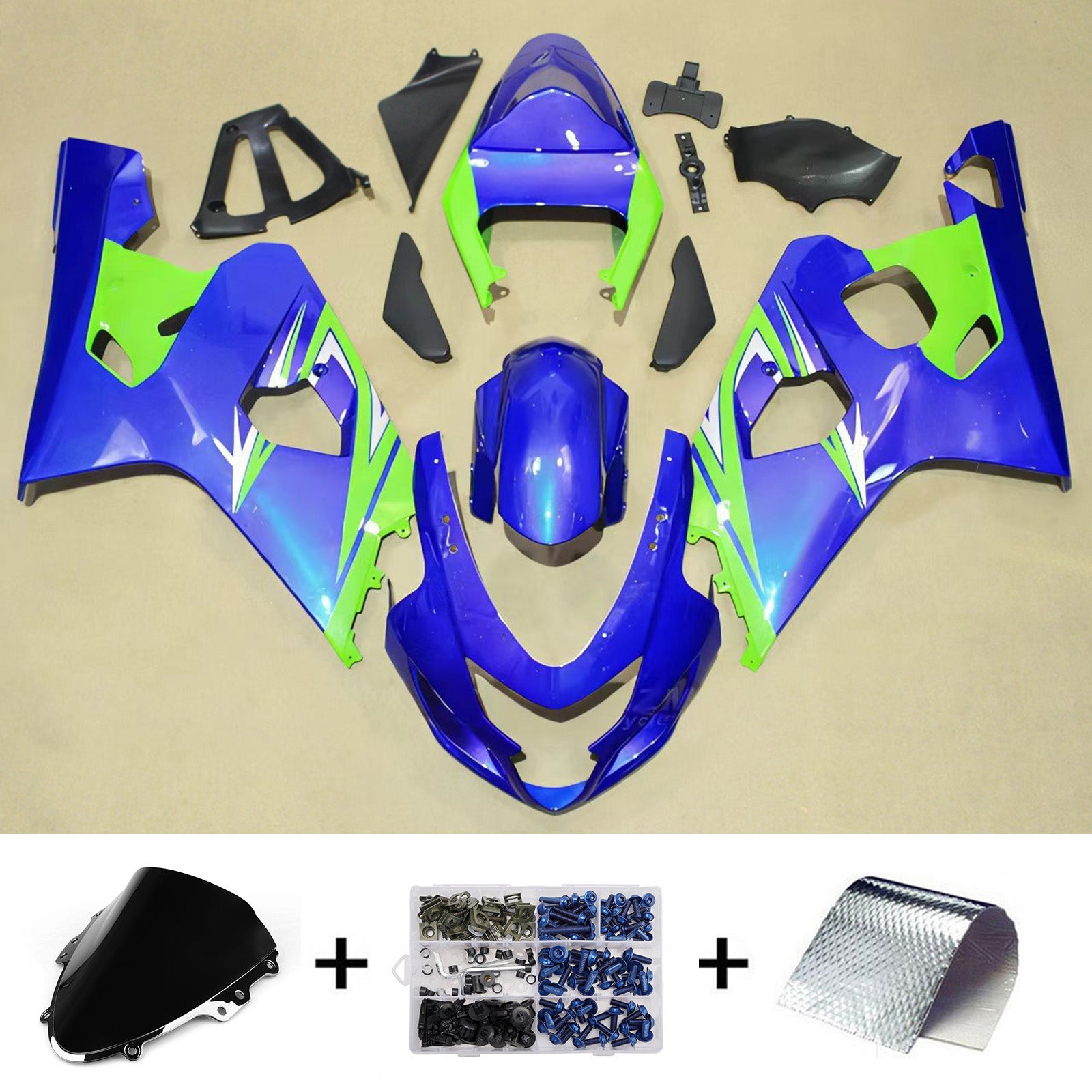 Amotopart 2004-2005 Suzuki GSXR 600/750 Blue Green Fairing Kit