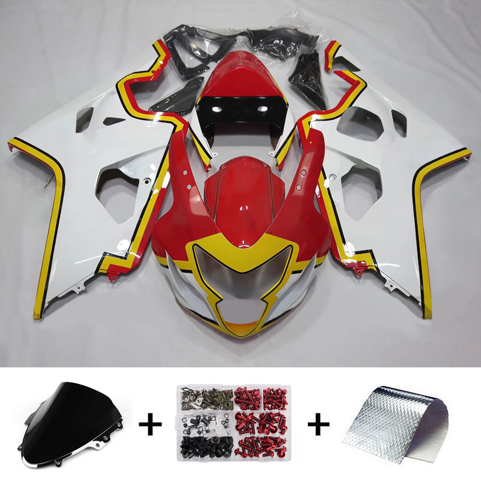 Amotopart 2004-2005 Suzuki GSXR 600/750 Red White Yellow Fairing Kit