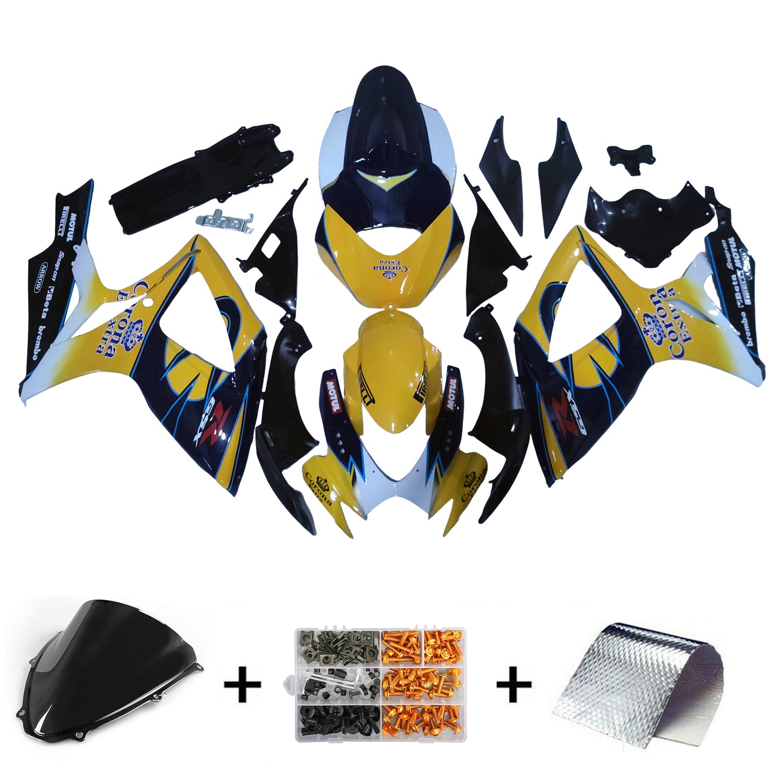 Amotopart 2006-2007 Suzuki GSXR 600/750 Yellow Black Fairing Kit