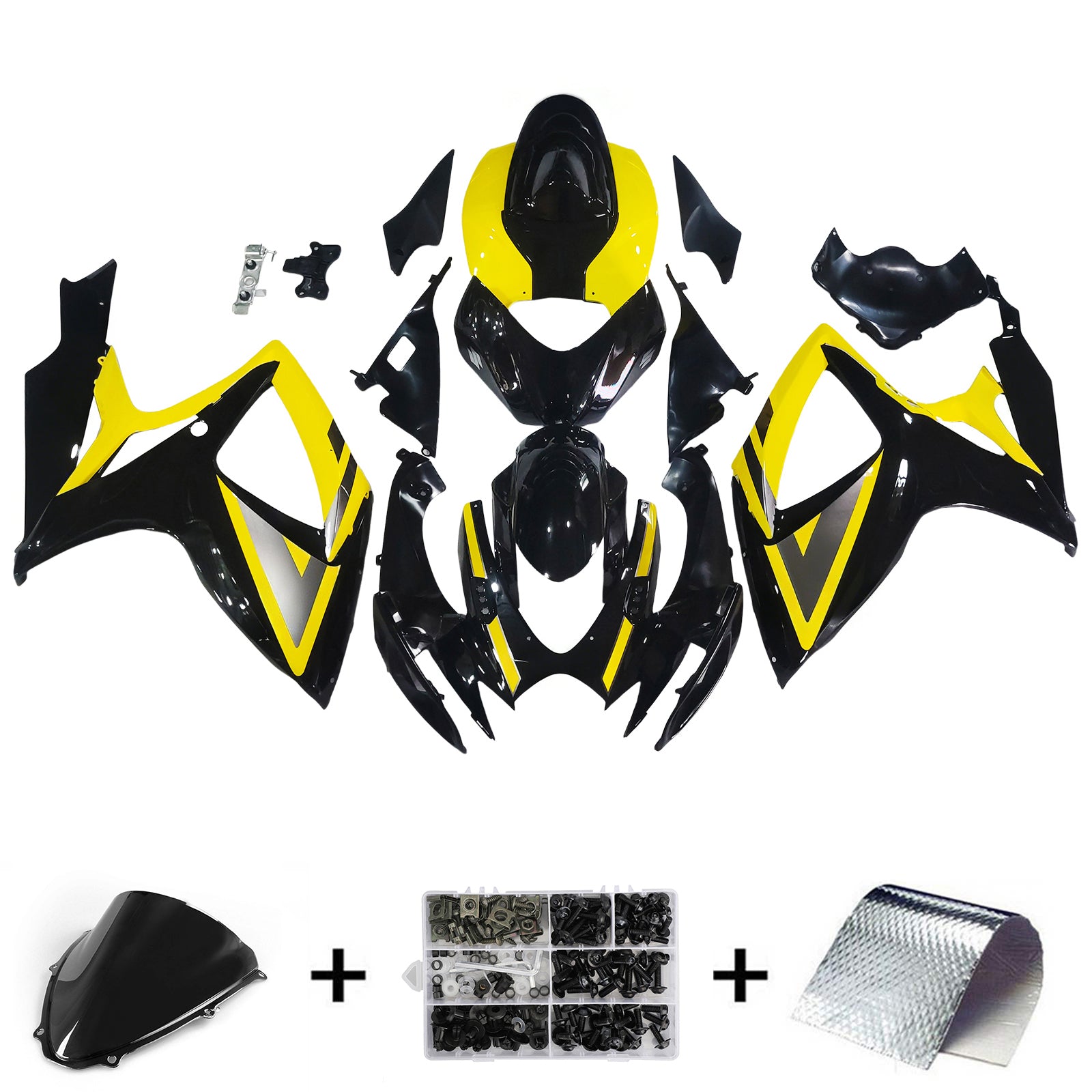 Amotopart 2006-2007 Suzuki GSXR 600/750 Glossy Yellow Black Fairing Kit