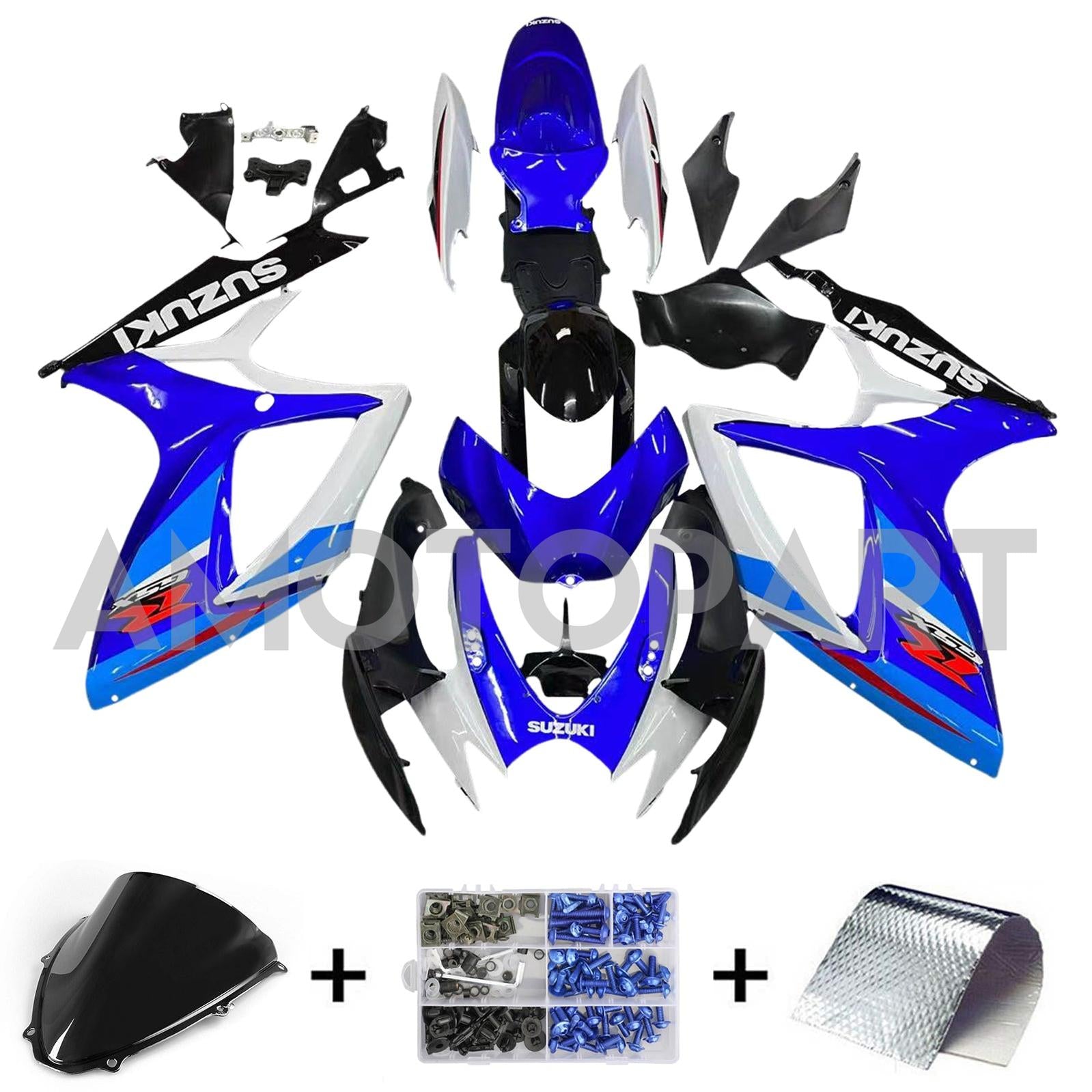 Amotopart 2006-2007 Suzuki GSXR600750 Fairing G-Blue&White Kit