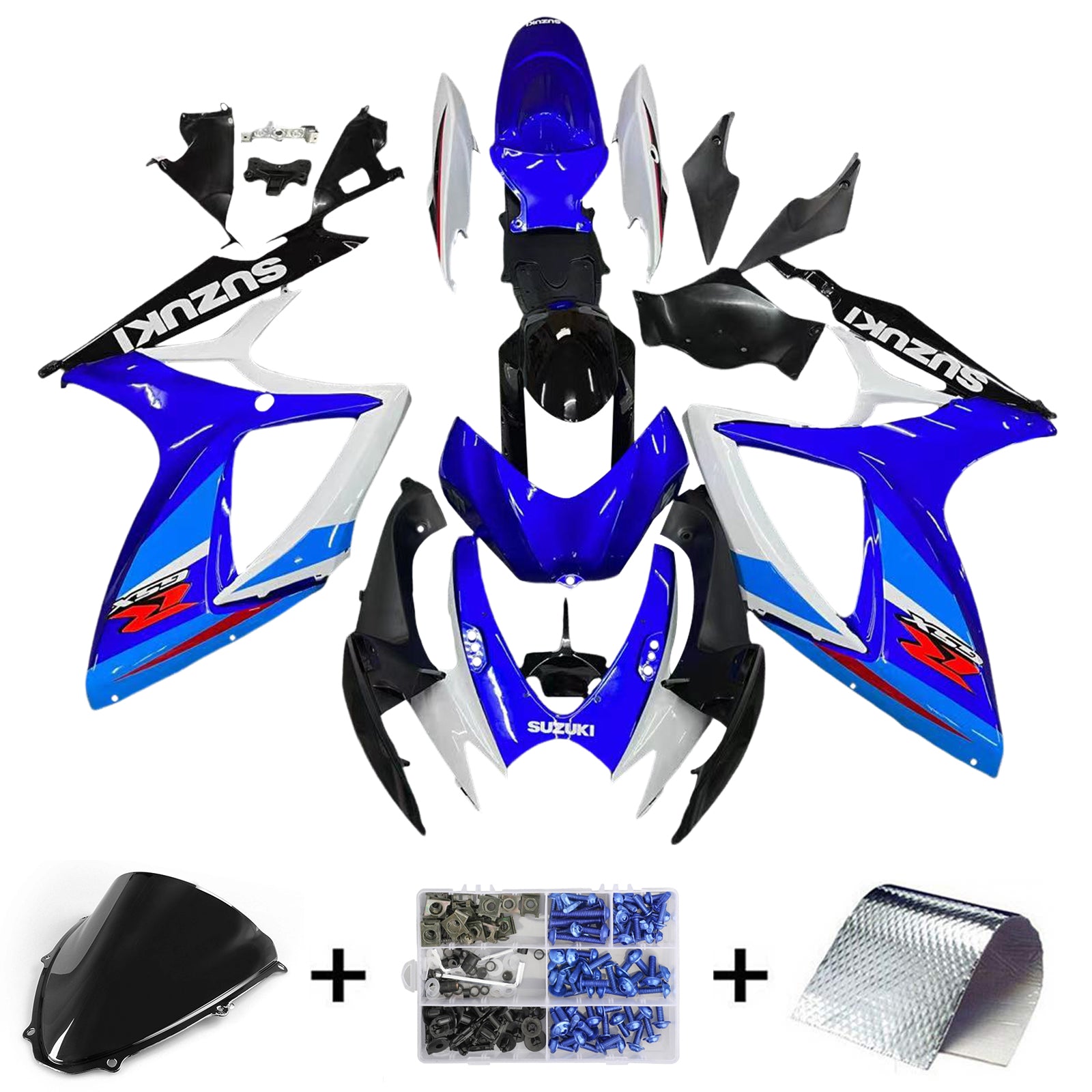 Amotopart 2006-2007 GSXR600750 Suzuki Fairing Blue&White Kit