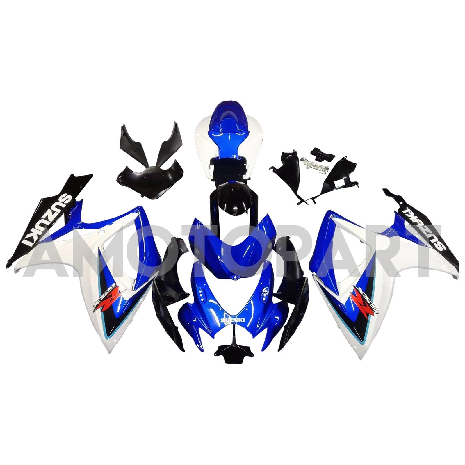 Amotopart 2006-2007 GSXR 600750 Suzuki Fairing White & Blue Kit