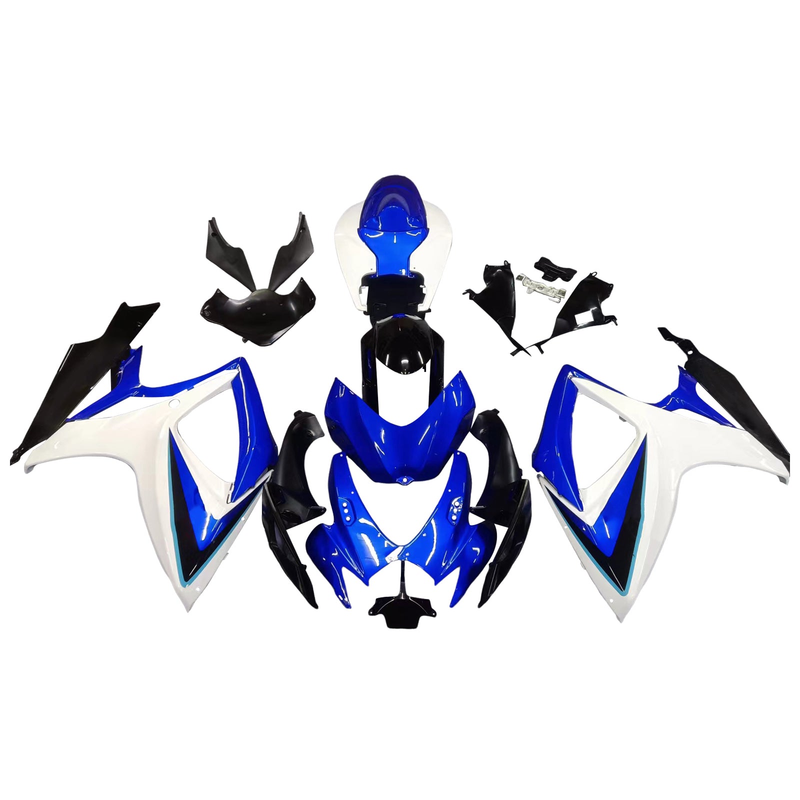 Amotopart 2006-2007 GSXR600750 Suzuki Fairing White&Blue Kit