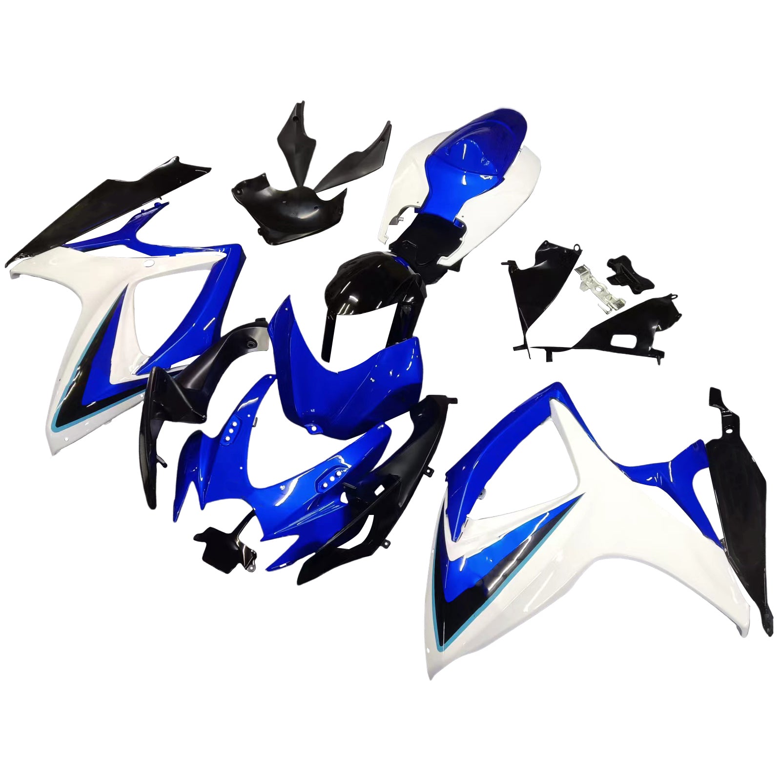 Amotopart 2006-2007 GSXR600750 Suzuki Fairing White&Blue Kit