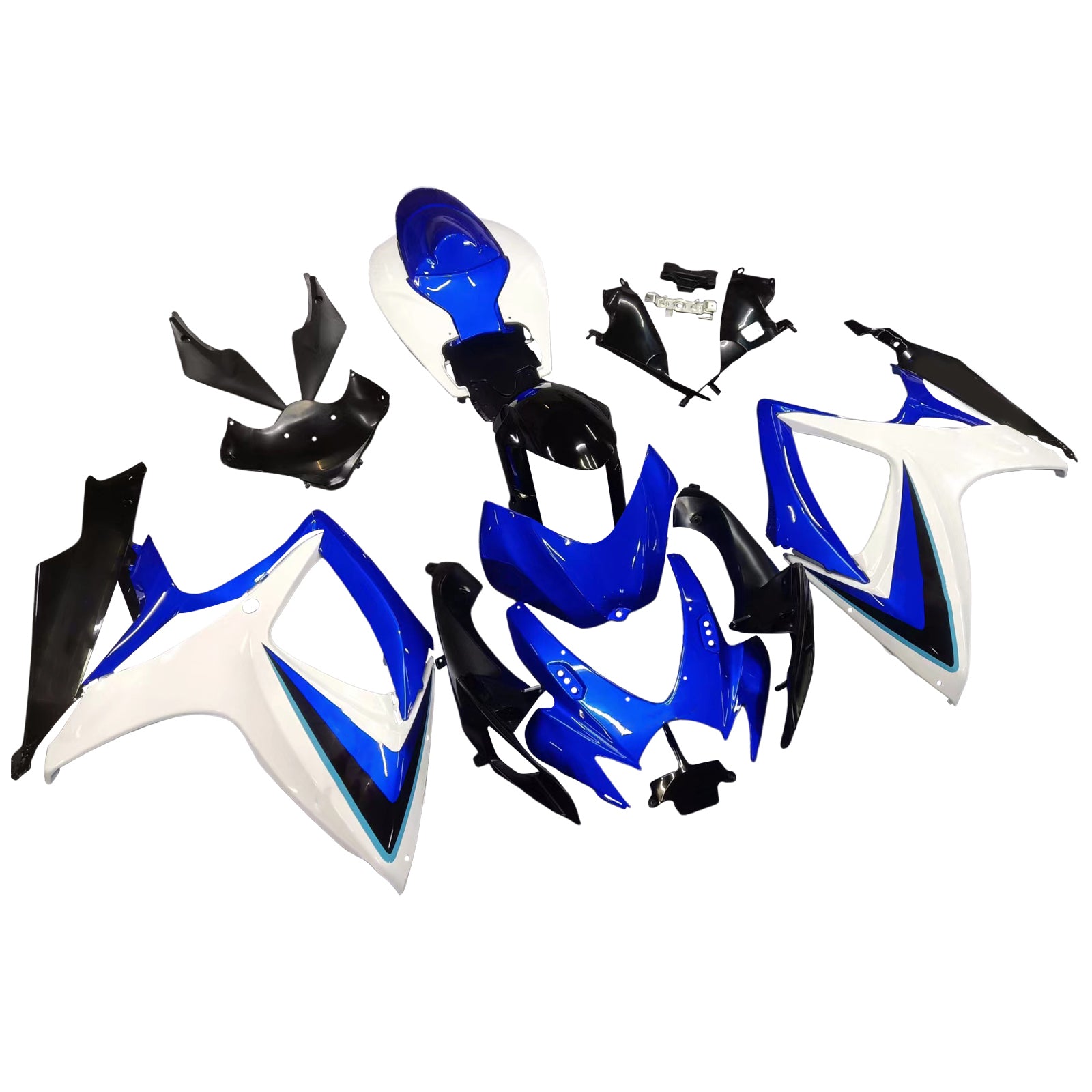 Amotopart 2006-2007 GSXR600750 Suzuki Fairing White&Blue Kit