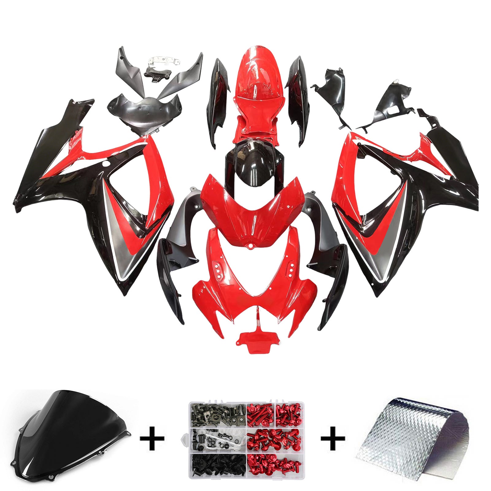Amotopart 2006-2007 GSXR 600750 Suzuki Fairing Red & Black Kit