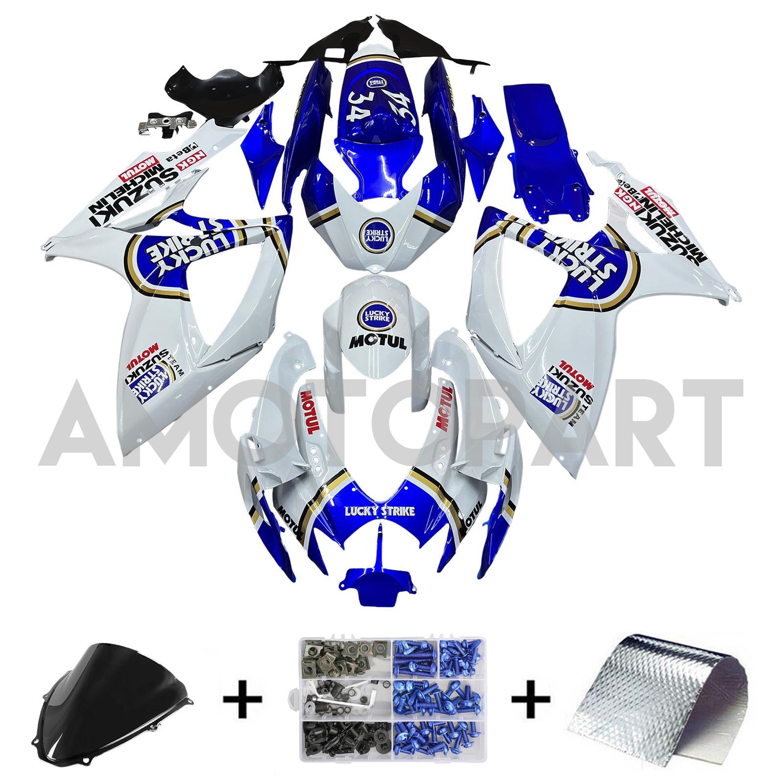 Amotopart 2006-2007 K6 GSXR 600/750 Suzuki White with Blue Logo Fairing kit