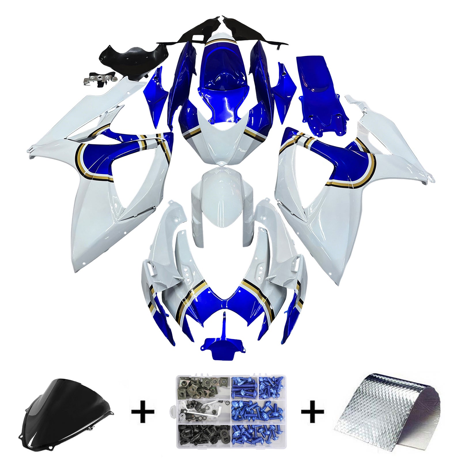 Amotopart 2006-2007 K6 GSXR 600/750 Suzuki White With Blue Logo Fairing Kit