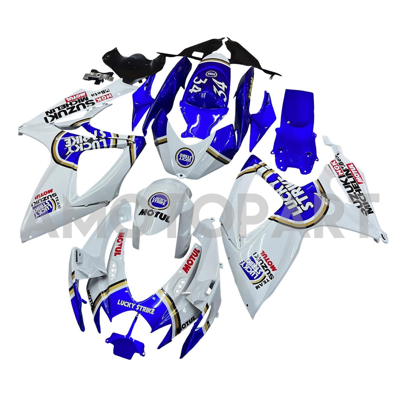 Amotopart 2006-2007 K6 GSXR 600/750 Suzuki White with Blue Logo Fairing kit