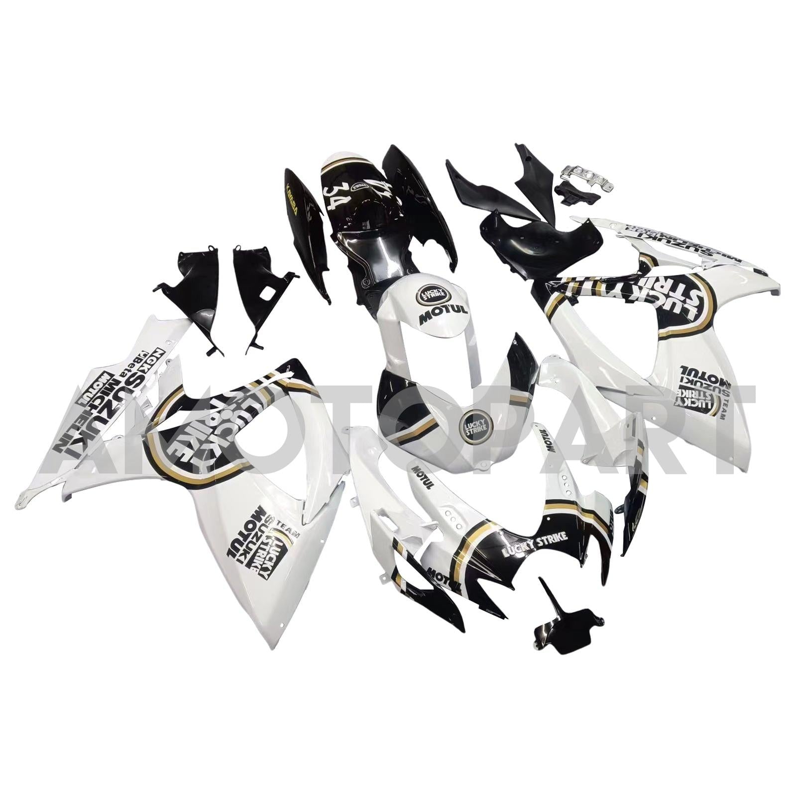Amotopart 2006-2007 K6 GSXR 600/750 Suzuki White with Black Logo Fairing kit