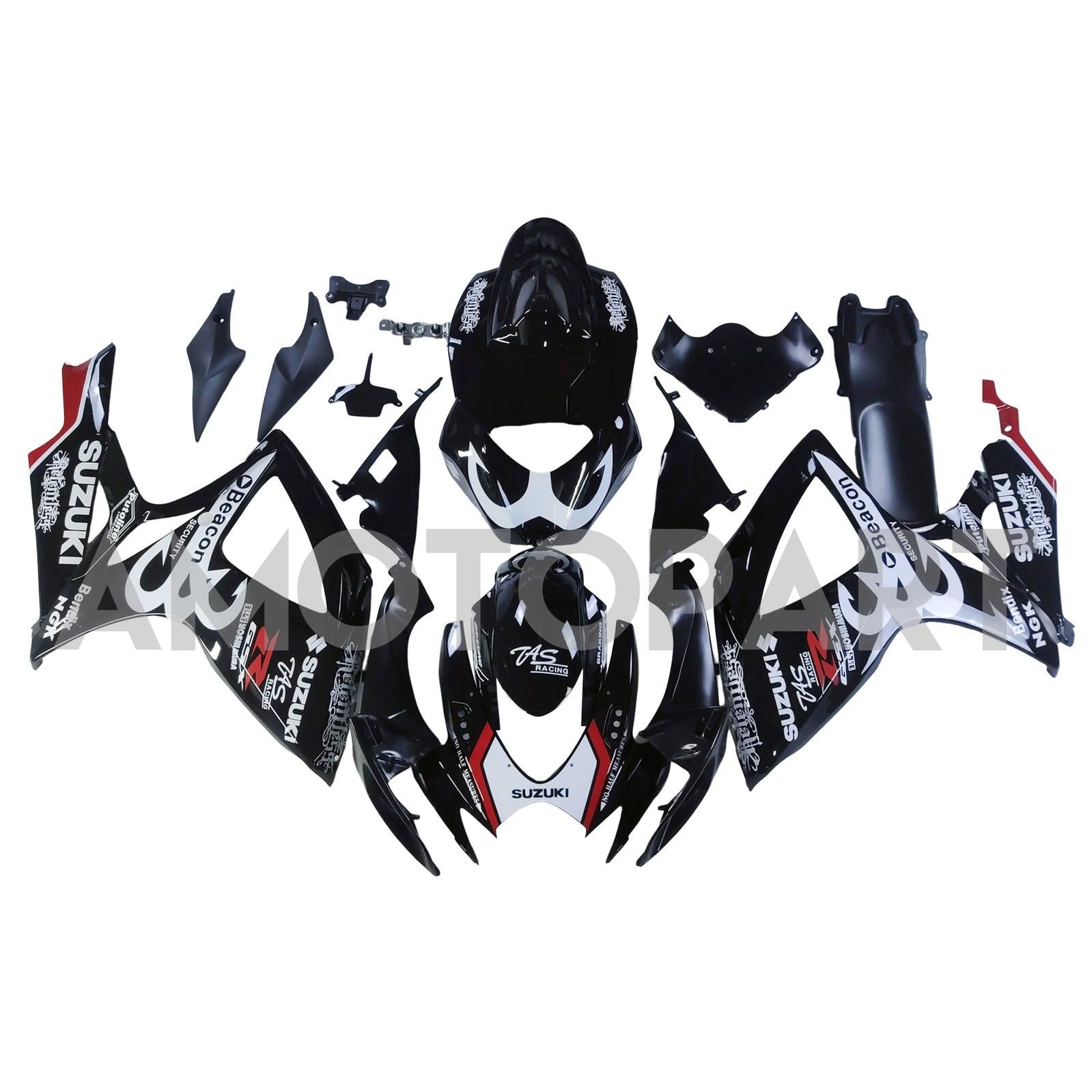 Amotopart 2006-2007 Suzuki GSXR 600/750 Black White Fairing Kit
