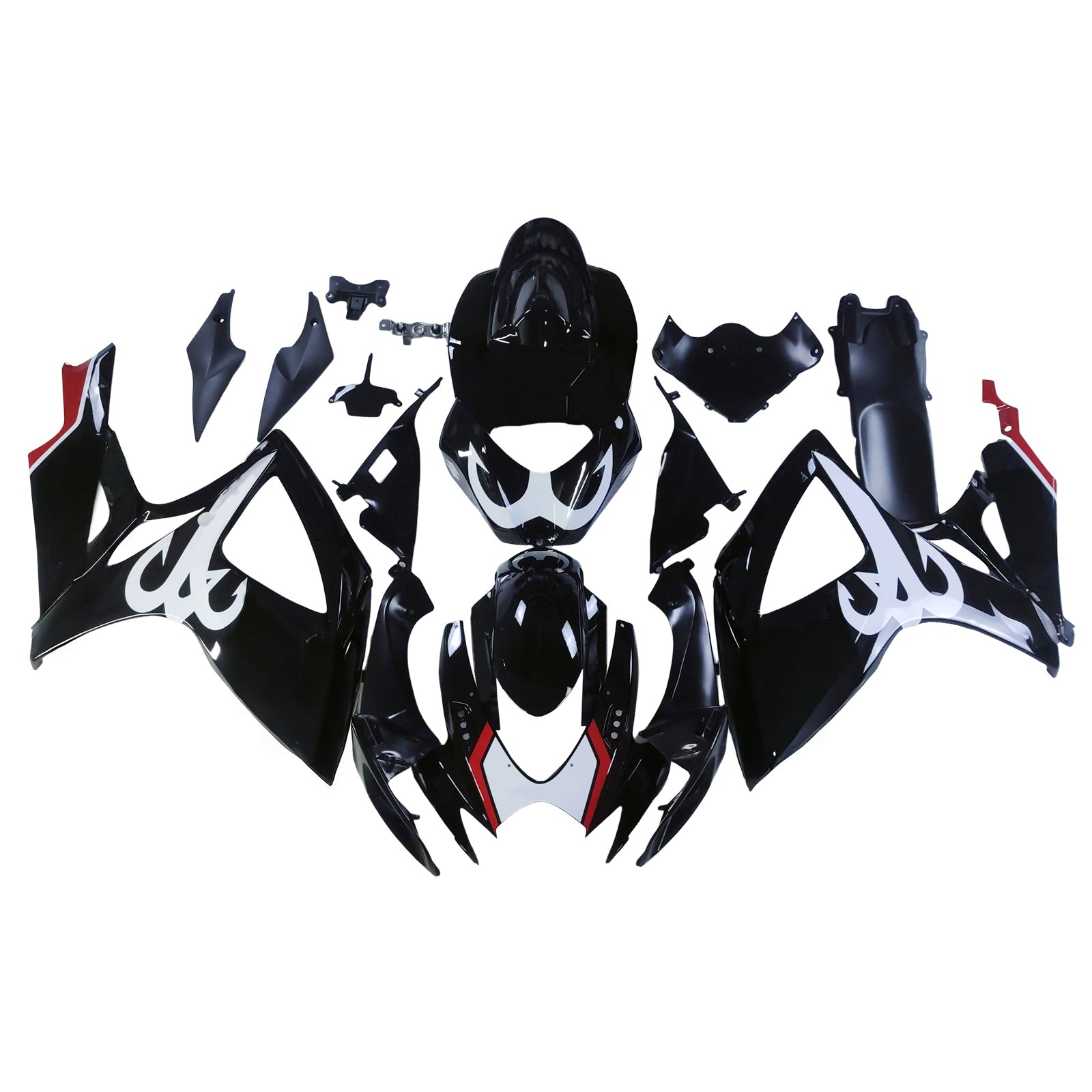 Amotopart 2006-2007 Suzuki GSXR 600/750 Black White Fairing Kit
