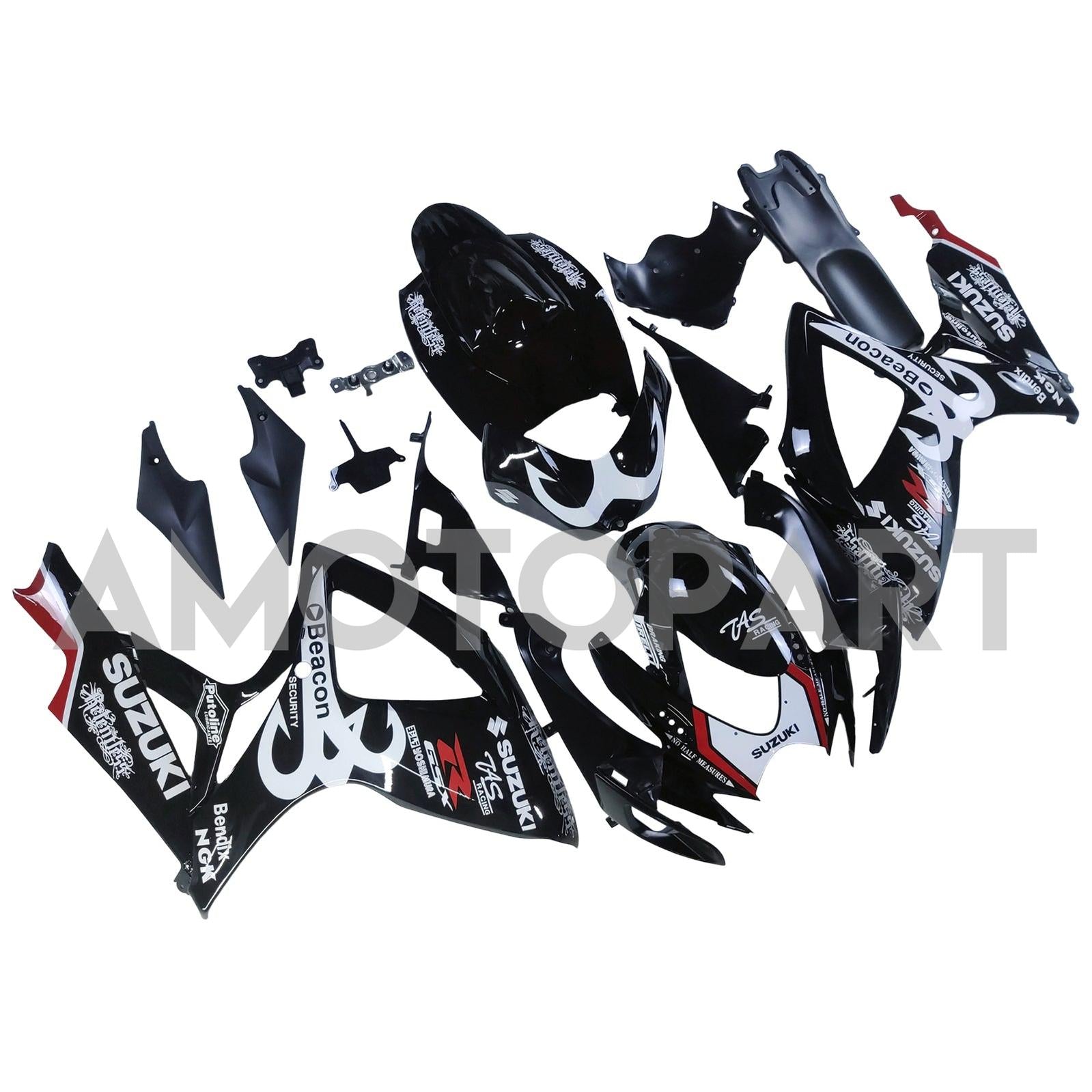 Amotopart 2006-2007 Suzuki GSXR 600/750 Black White Fairing Kit