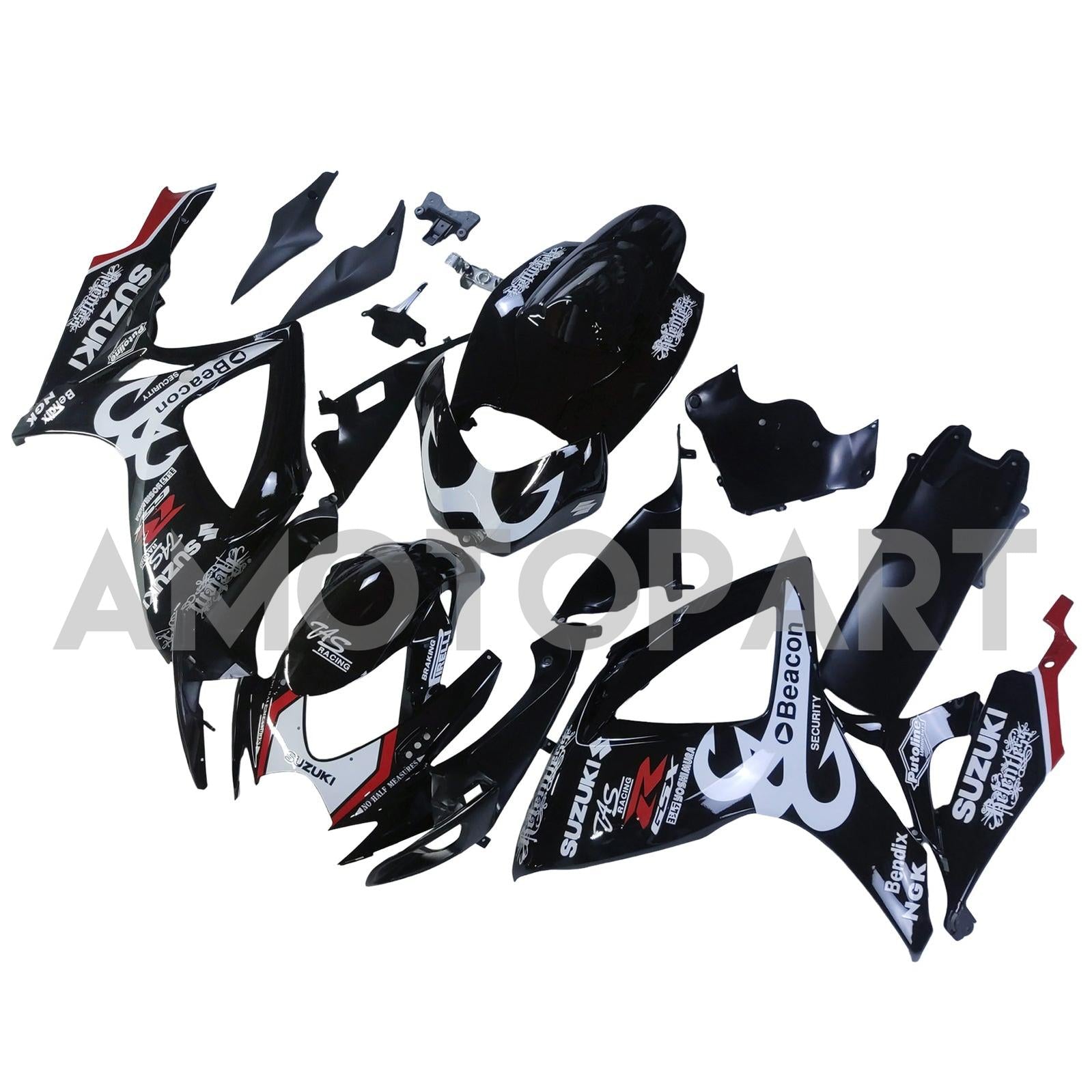 Amotopart 2006-2007 Suzuki GSXR 600/750 Black White Fairing Kit