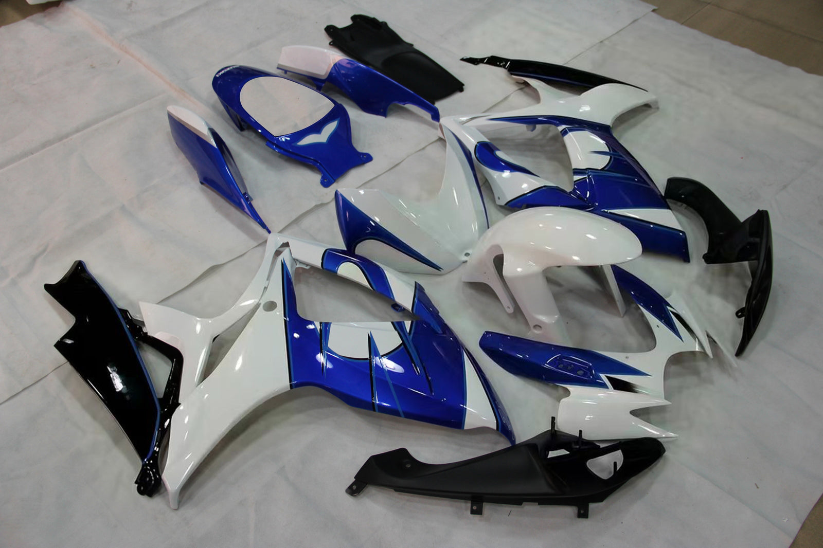 Amotopart 2006-2007 Suzuki GSXR 600/750 Black White Blue Fairing Kit