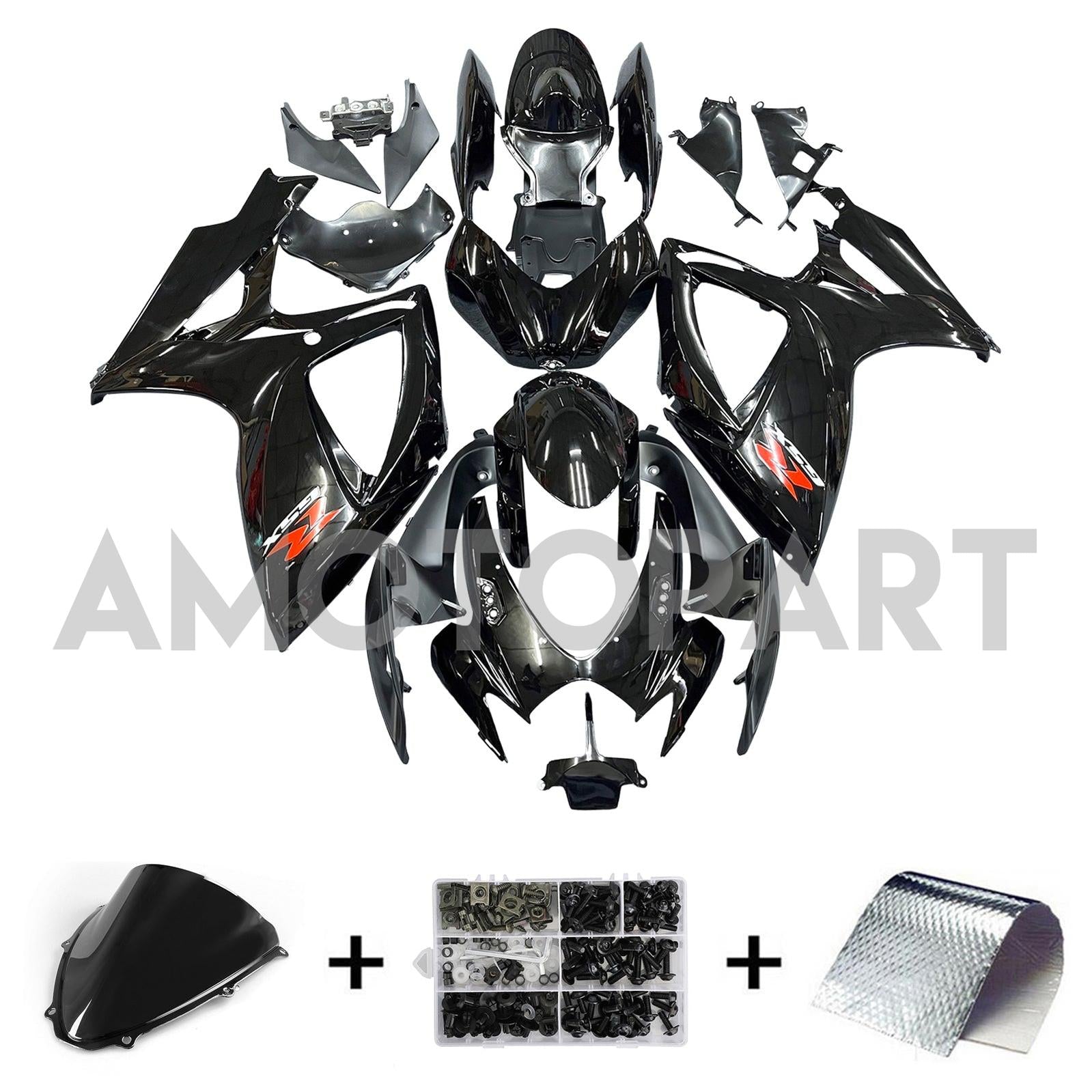 Amotopart 2006-2007 Suzuki GSX-R 600 750 Black Fairing Kit