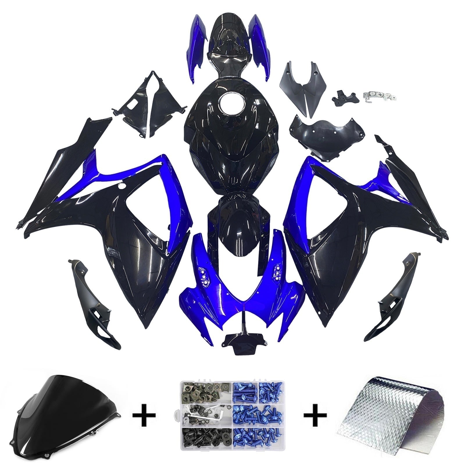 Amotopart 2006-2007 Kit carena Suzuki GSXR 600/750 Blu&Nero Style2