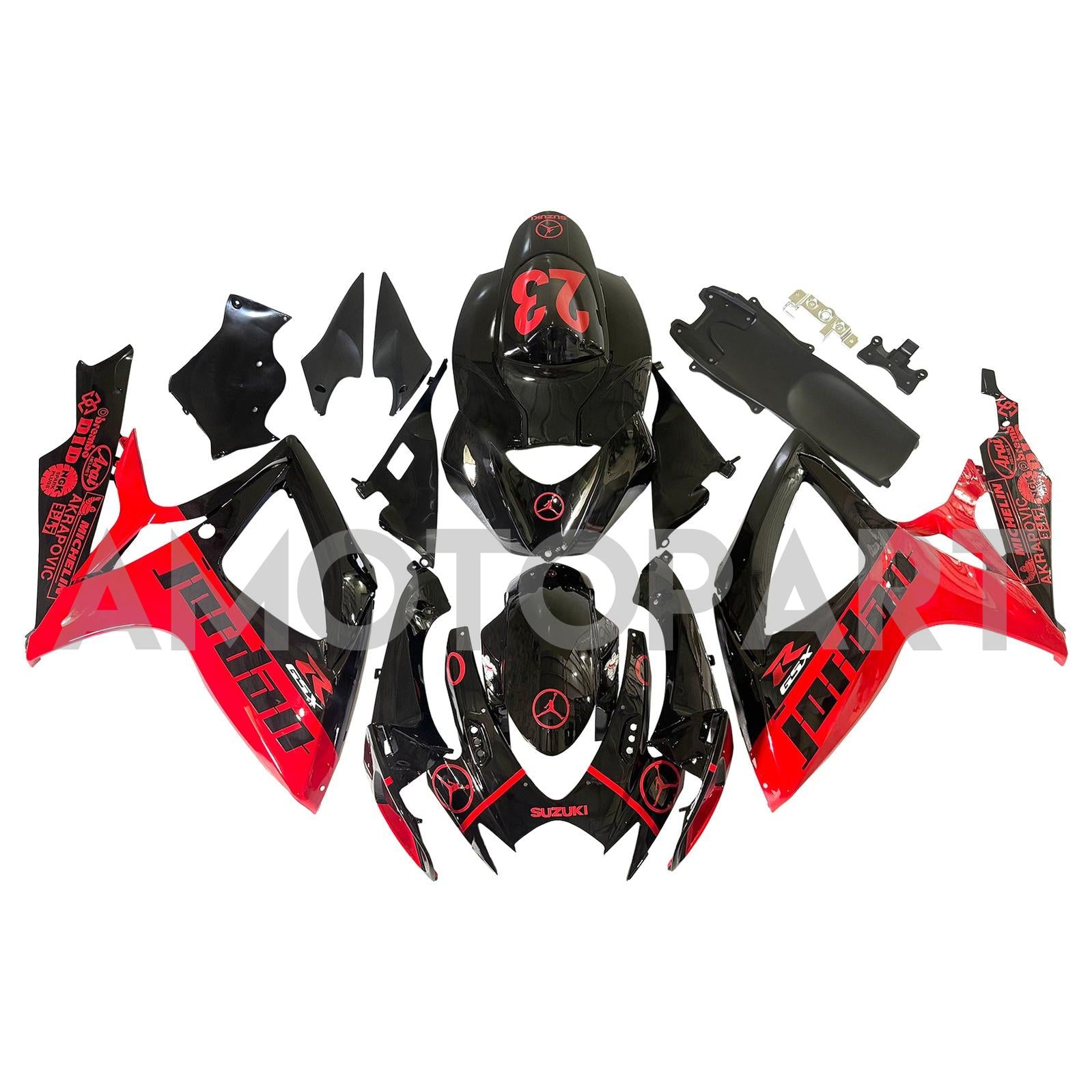 Amotopart 2006-2007 Suzuki GSXR 600/750 Jordan Black & Red Fairing Kit
