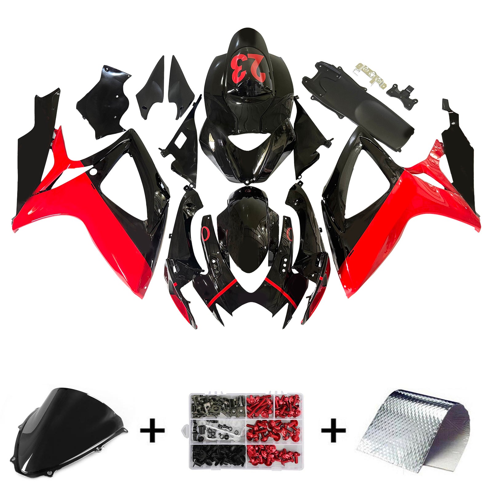 Amotopart 2006-2007 Suzuki GSXR 600/750 Black&Red Fairing Kit