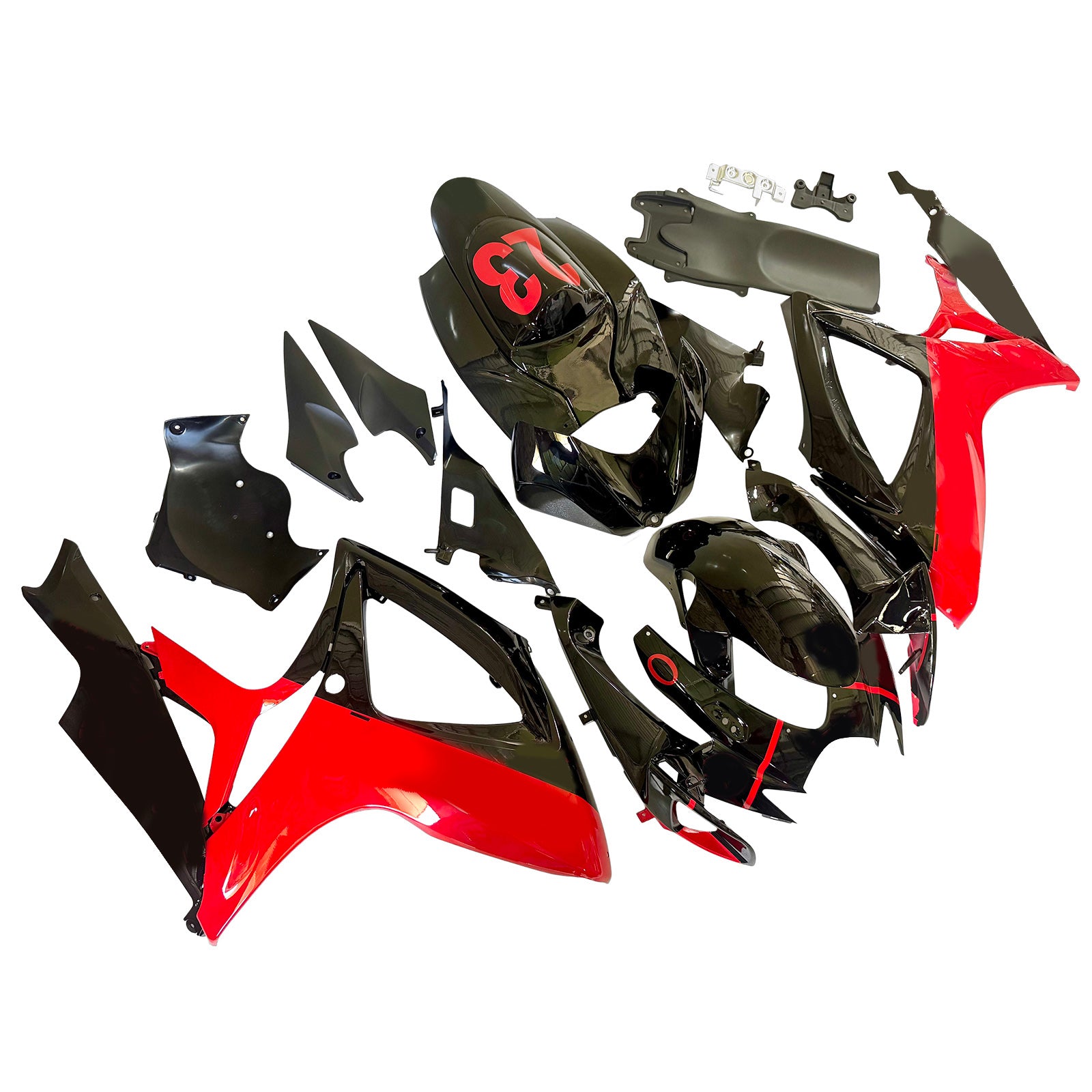 Amotopart 2006-2007 Suzuki GSXR 600/750 Jordan Black & Red Fairing Kit