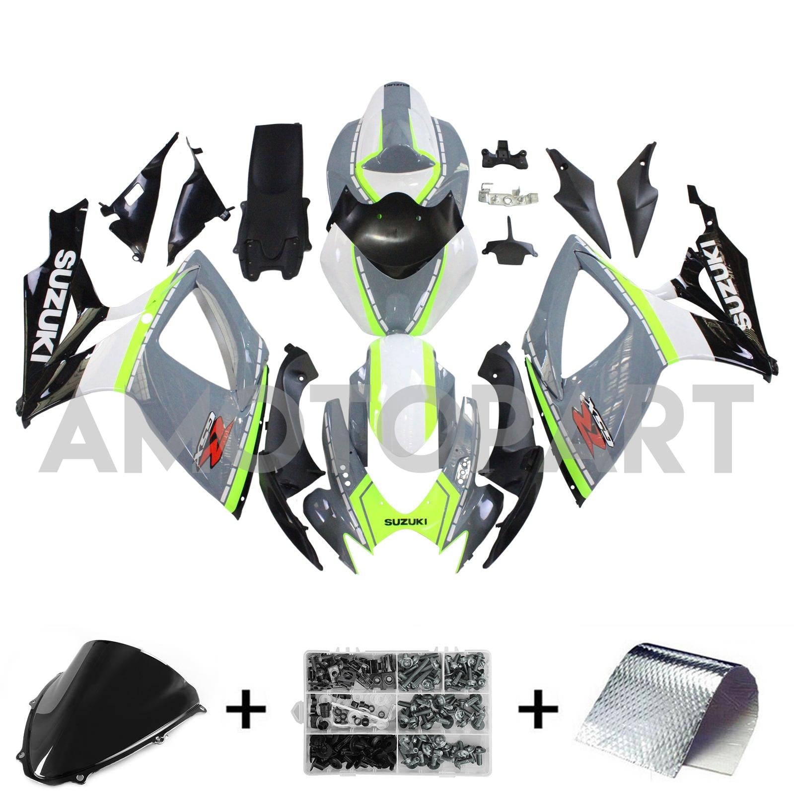 Amotopart 2006-2007 Suzuki GSXR 600/750 Glossy Grey&Yellow Fairing Kit