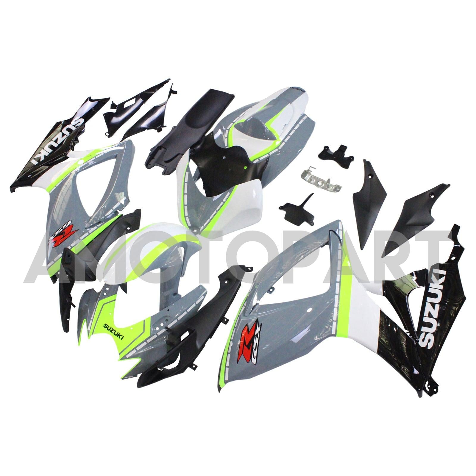 Amotopart 2006-2007 Suzuki GSXR 600/750 Glossy Grey&Yellow Fairing Kit