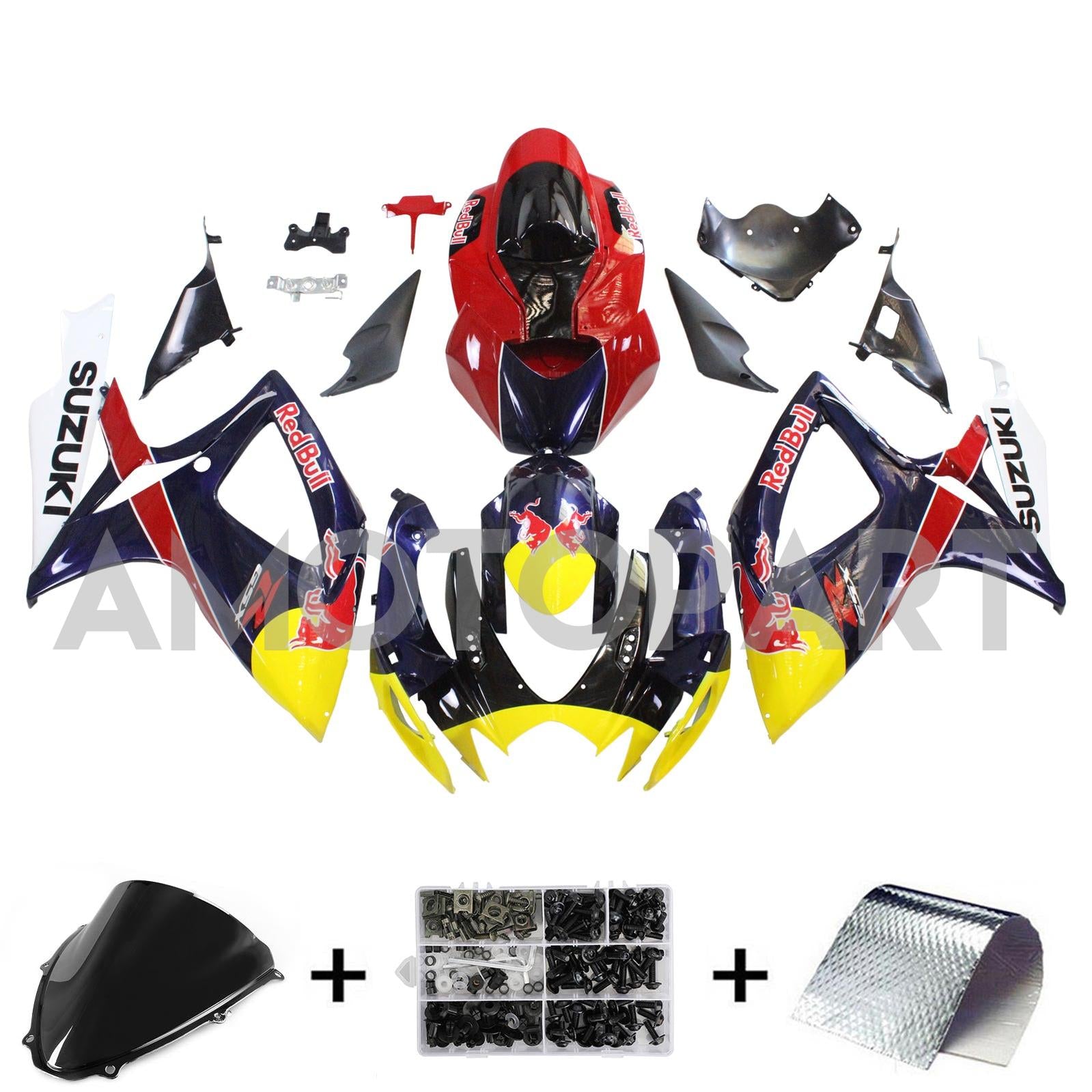 AMOTOPART 2006-2007 SUZUKI GSXR 600/750光沢のある黄色のブルフェアリングキット