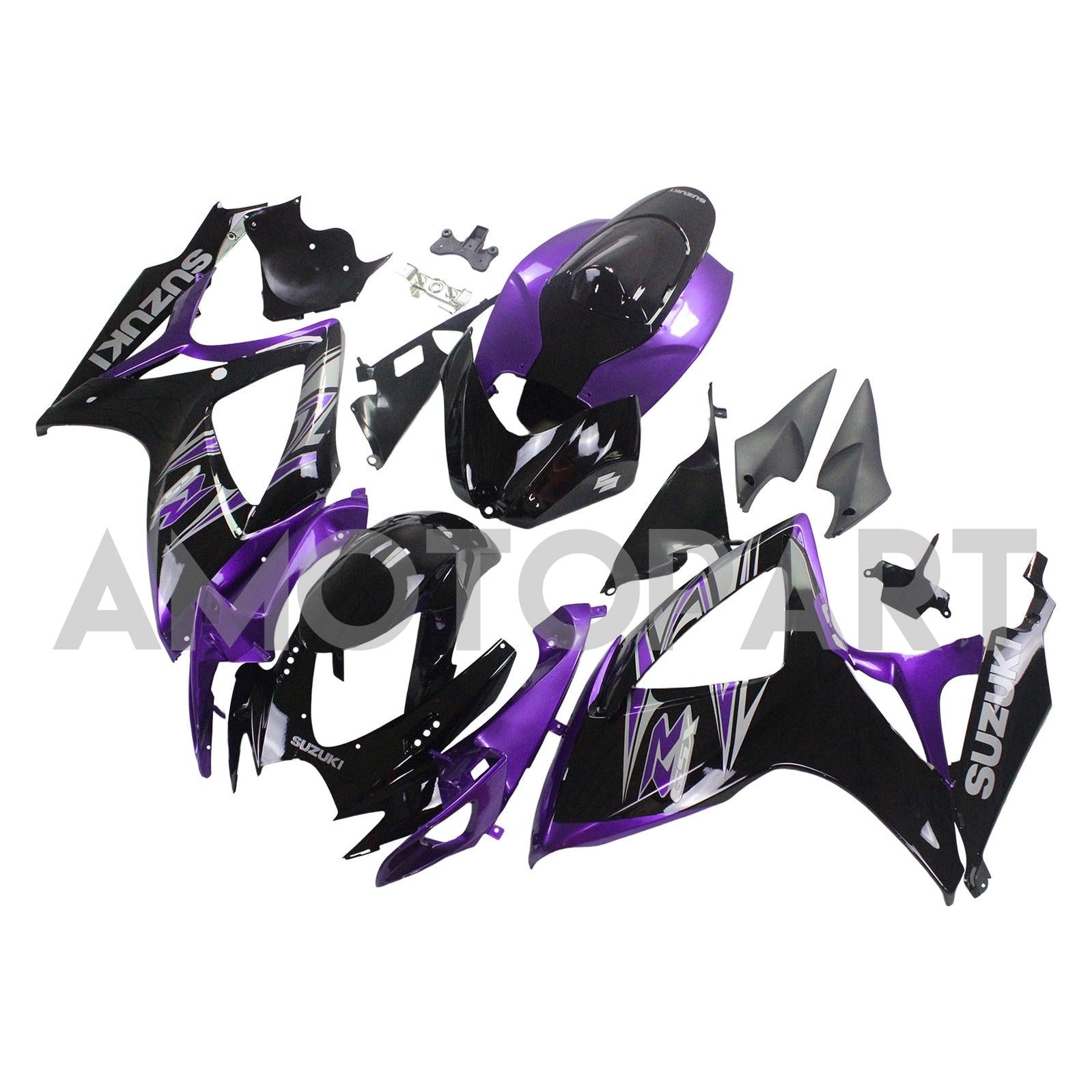 Amotopart 2006-2007 Suzuki GSXR 600/750 Black & Purple Fairing Kit