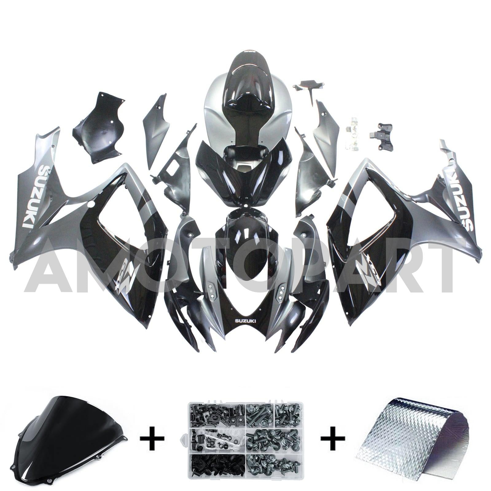 Amotopart 2006-2007 Suzuki GSXR 600/750 Grey&Black Fairing Kit