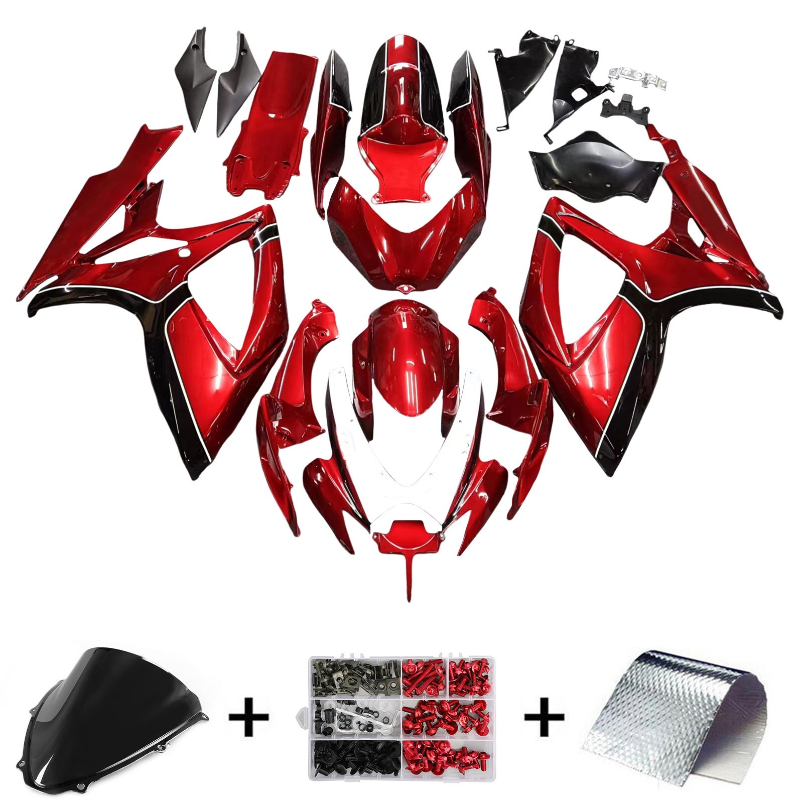 Amotopart 2006-2007 Suzuki GSXR 600/750 Black & Red Failing Kit