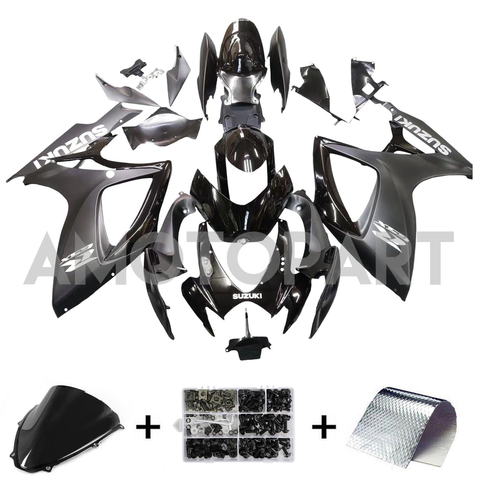 Amotopart 2006-2007 Suzuki GSXR 600/750 Matte Black style2 Fairing Kit