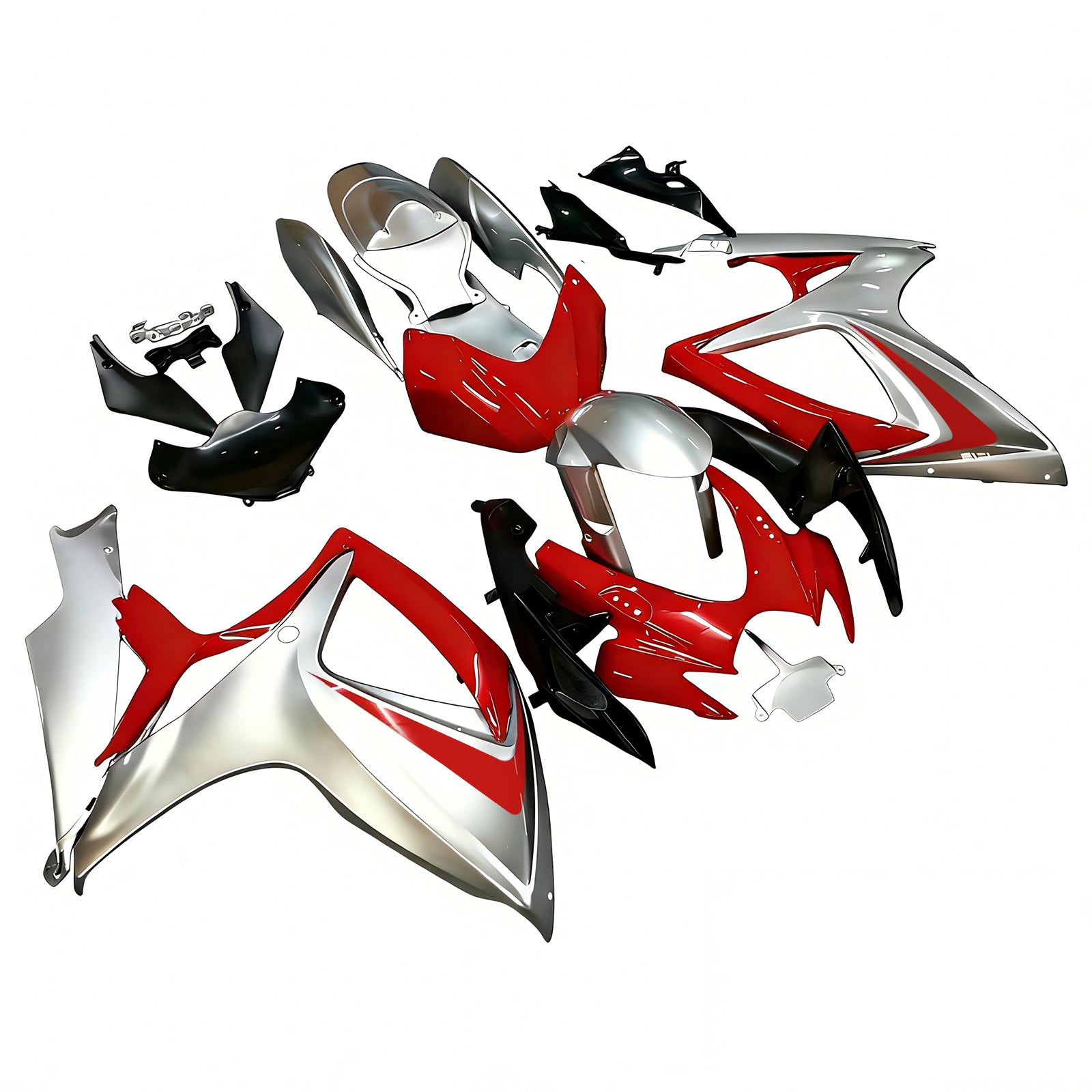 Amotopart 2006-2007 Suzuki GSXR 600/750 Sliver&Red Fairing Kit