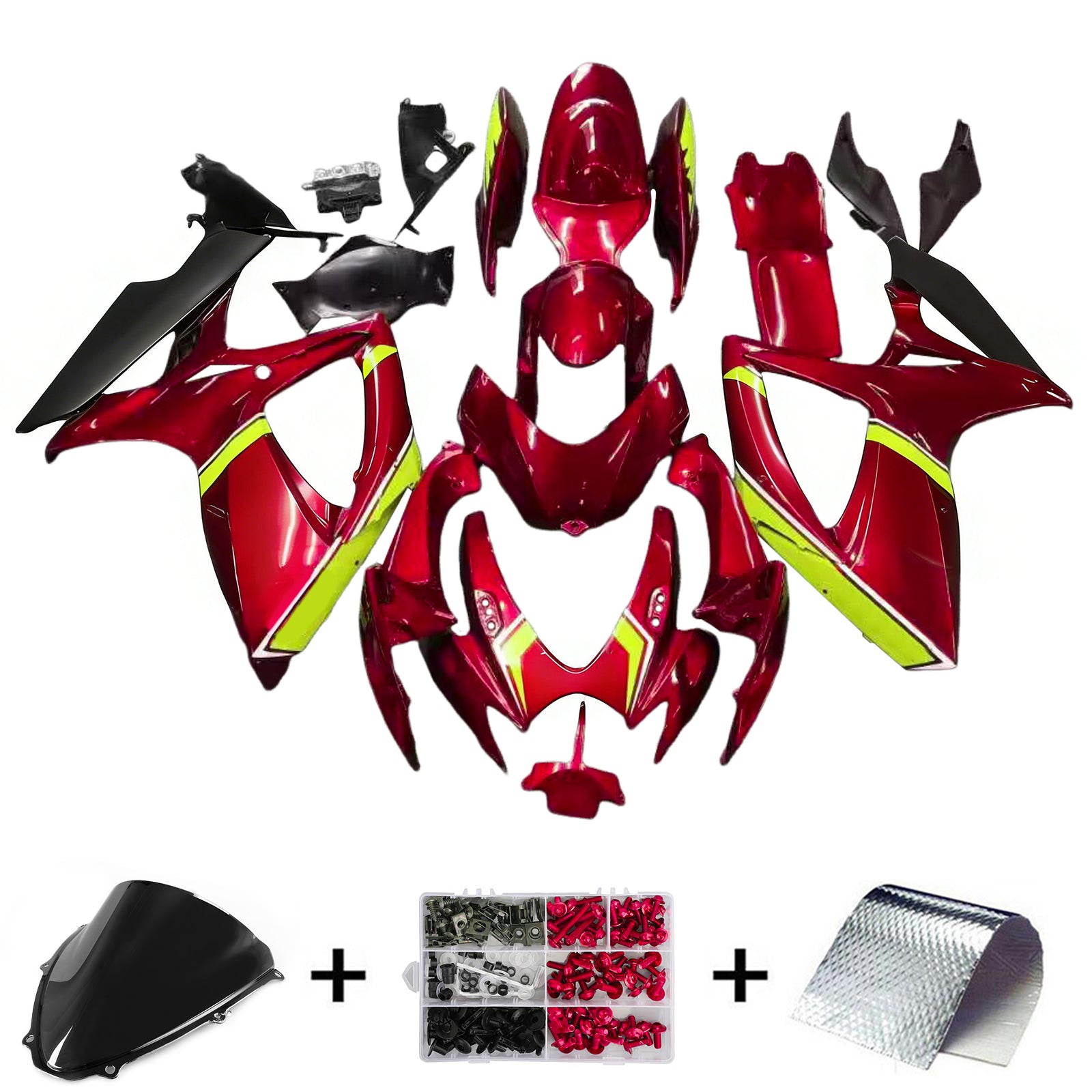 Amotopart 2006-2007 Suzuki GSXR 600/750 Glossy Red&Yellow Green Fairing Kit
