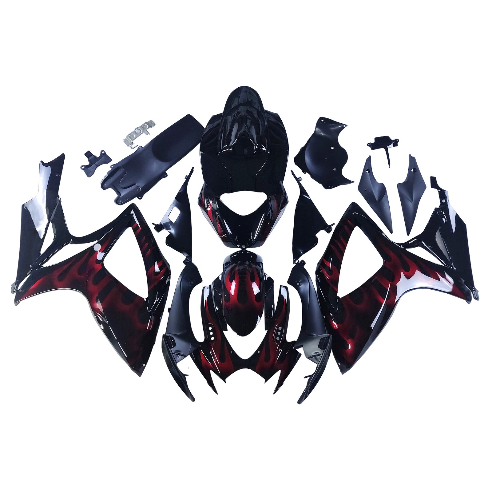 Amotopart 2006-2007 Suzuki GSXR 600/750 Black & Red Fire Fairing Kit